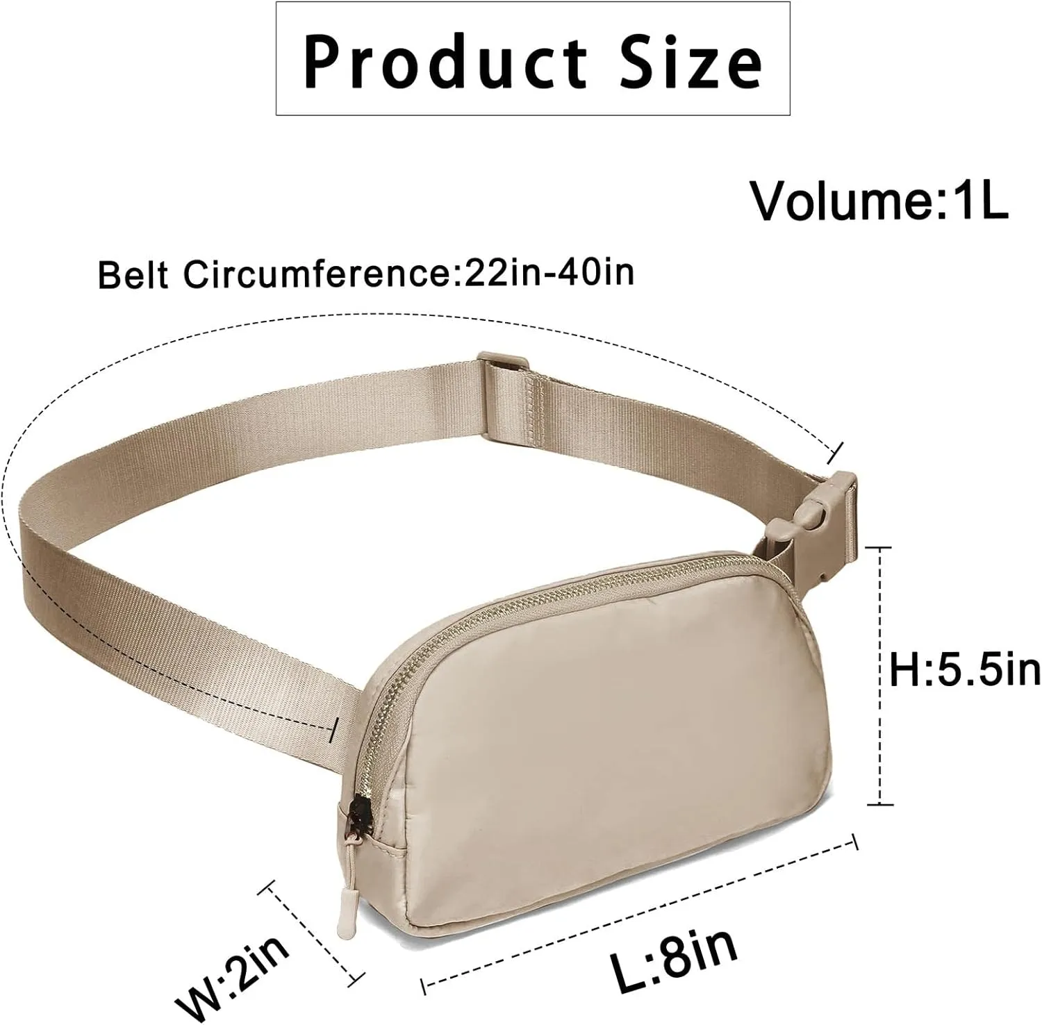 Amazerbst Belt Bag, Fanny Pack, Everywhere Belt Bag,40 Inch Adjustable Strap,Belt Bag for Women and Men,Waterproof (BROWN)