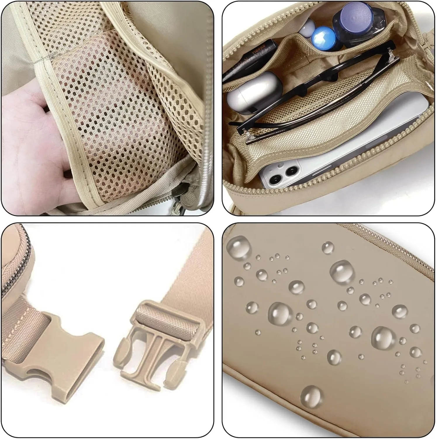 Amazerbst Belt Bag, Fanny Pack, Everywhere Belt Bag,40 Inch Adjustable Strap,Belt Bag for Women and Men,Waterproof (BROWN)