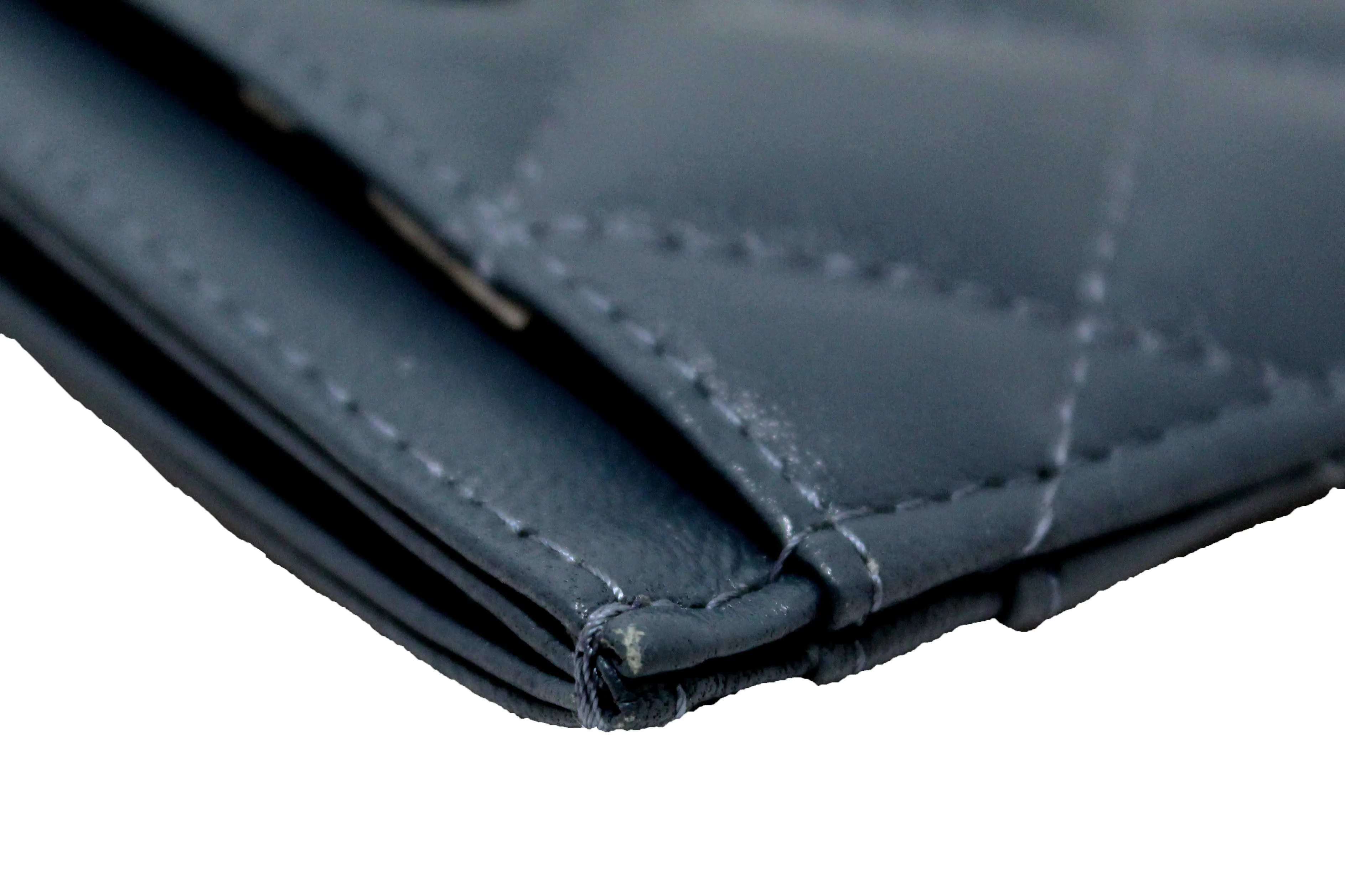 Authentic Chanel Blue Quilted Lambskin Leather Card Holder