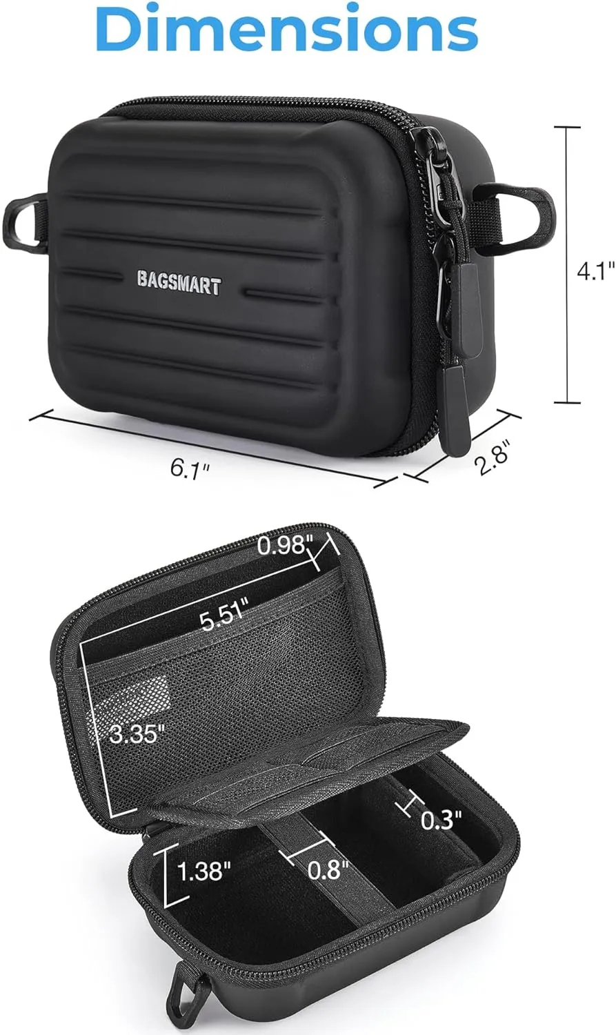 BAGSMART Digital Camera Case, Waterproof & Protective Small Camera Bag with 2 Carrying Ways, Lightweight camera sling bag for Canon PowerShot ELPH 180/190 / Sony DSCW800/DSCW830 - Grey