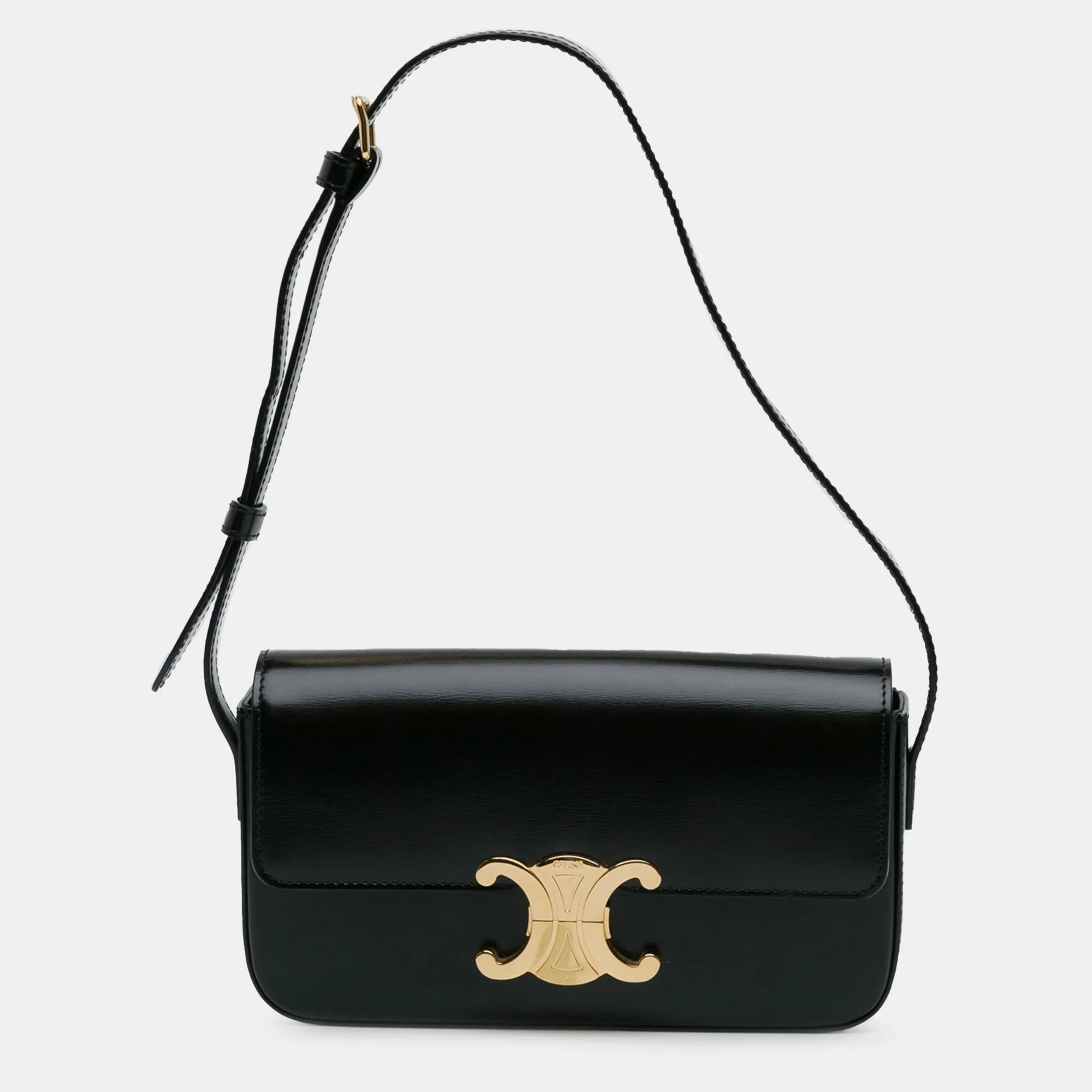 Black Leather Teen Triomphe Shoulder Bag