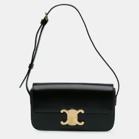 Black Leather Teen Triomphe Shoulder Bag