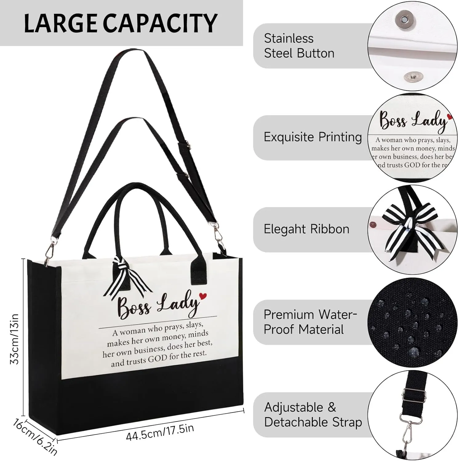 Boss Lady Gifts for Women  Best Boss Day for Female Boss, Funny Office Thank You Birthday Farewell Present w/Tote Bag & Makeup Bag, Appreciation Gifts Idea for Coworker Manager