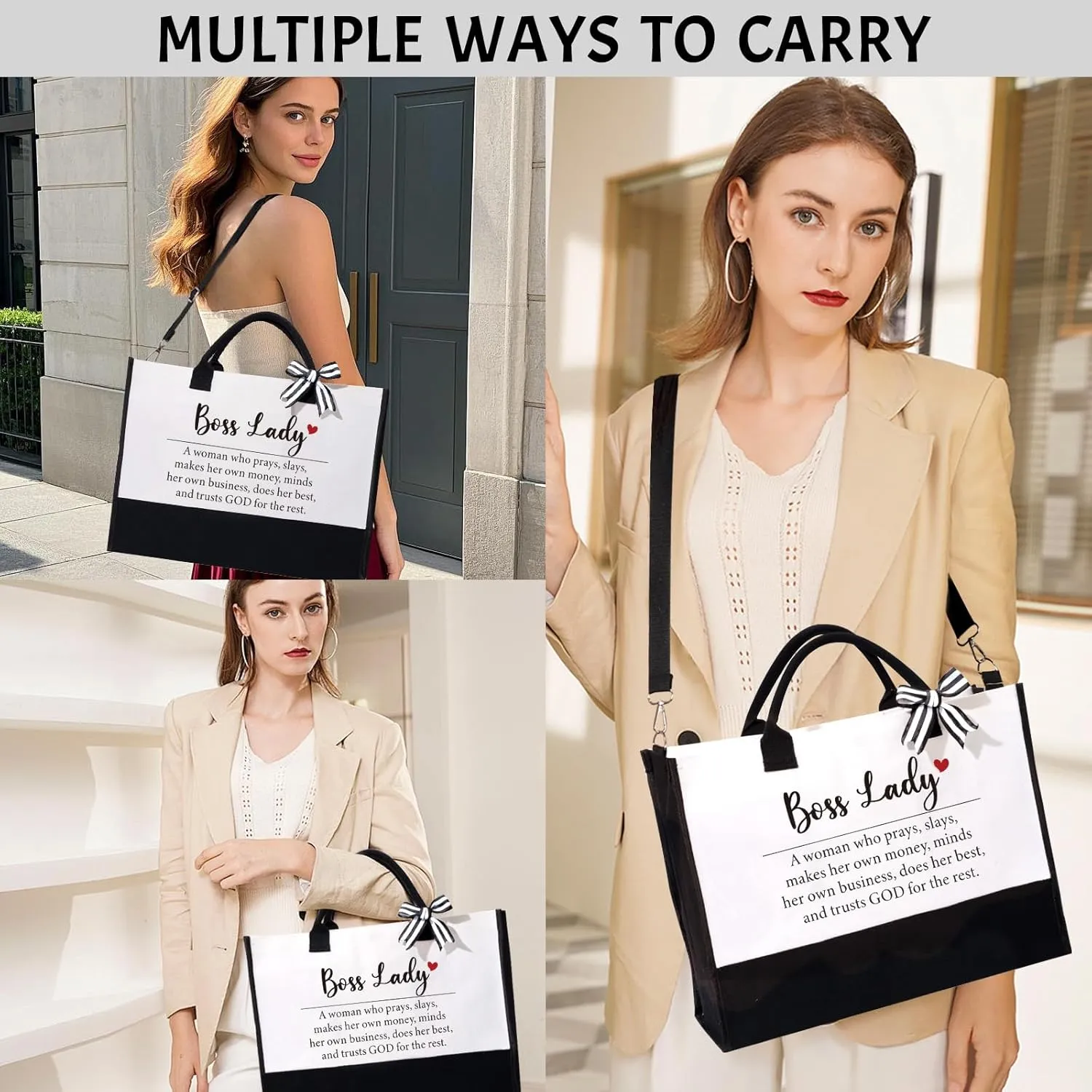 Boss Lady Gifts for Women  Best Boss Day for Female Boss, Funny Office Thank You Birthday Farewell Present w/Tote Bag & Makeup Bag, Appreciation Gifts Idea for Coworker Manager