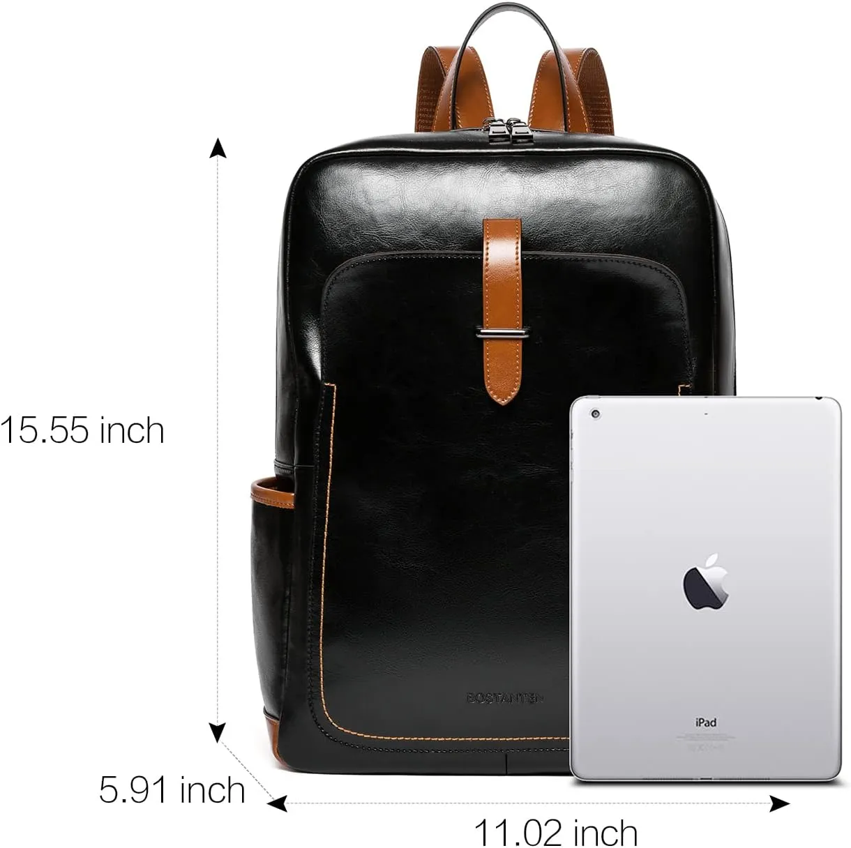 BOSTANTEN Leather Laptop Backpack for Women,15.6 inch Computer Backpack Purse College Daypack Work Travel Bag Black-brown