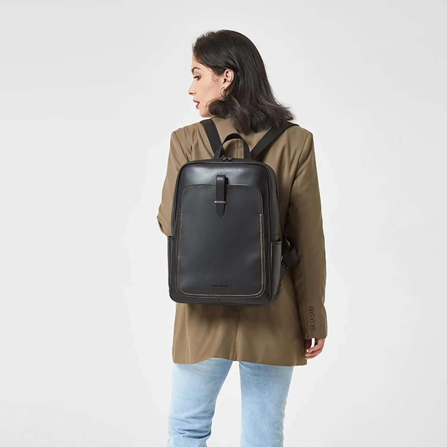 BOSTANTEN Leather Laptop Backpack for Women,15.6 inch Computer Backpack Purse College Daypack Work Travel Bag