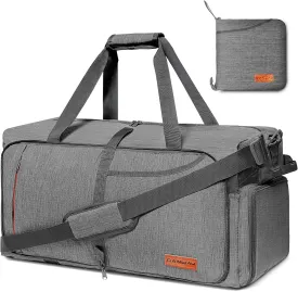Canway 65L Travel Duffel Bag, Foldable Weekender Bag with Shoes Compartment for Men Women Water-proof & Tear Resistant