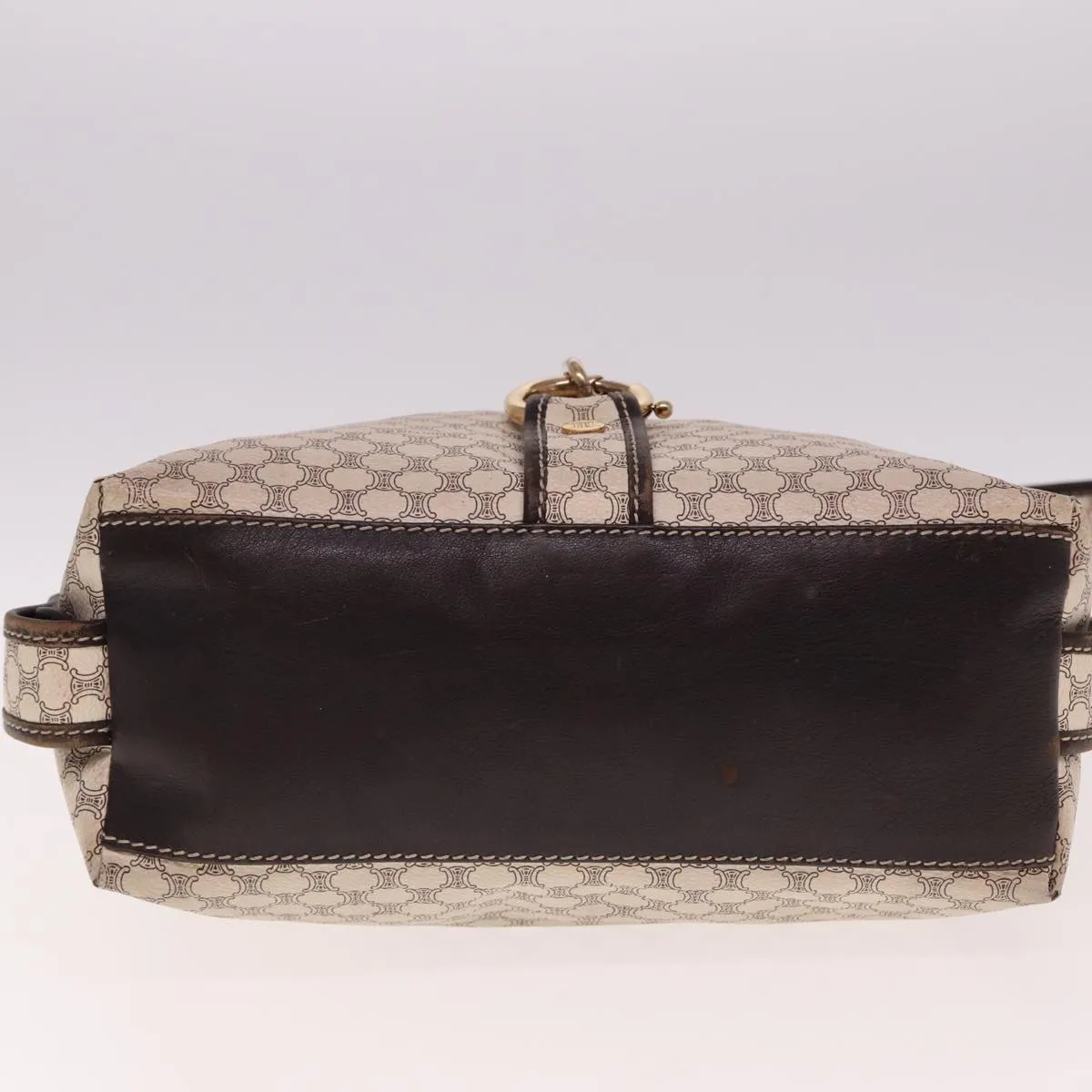 CELINE Macadam Canvas Shoulder Bag Shoulder Bag White Auth 77215