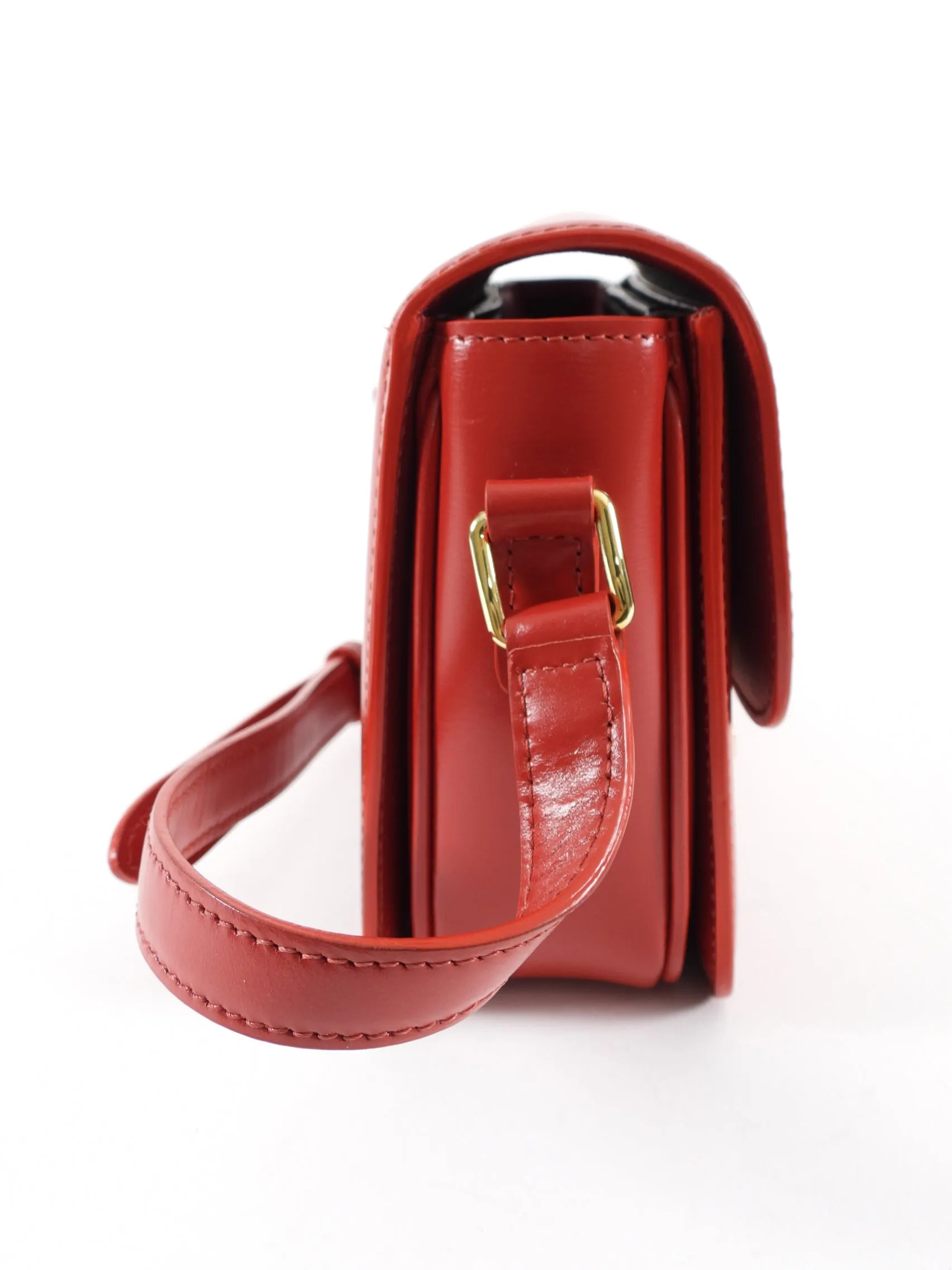 Celine Red Teen Triomphe Bag in Shiny Calfskin
