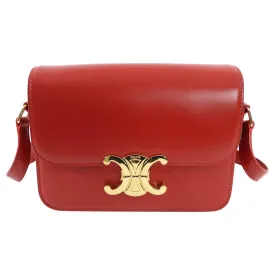 Celine Red Teen Triomphe Bag in Shiny Calfskin