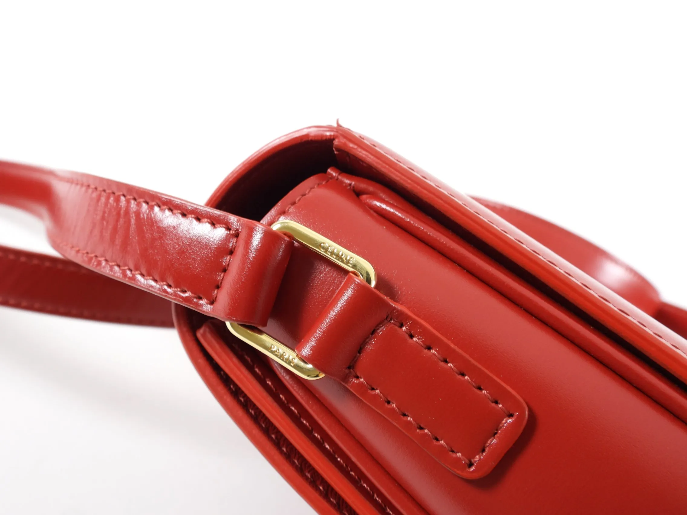 Celine Red Teen Triomphe Bag in Shiny Calfskin