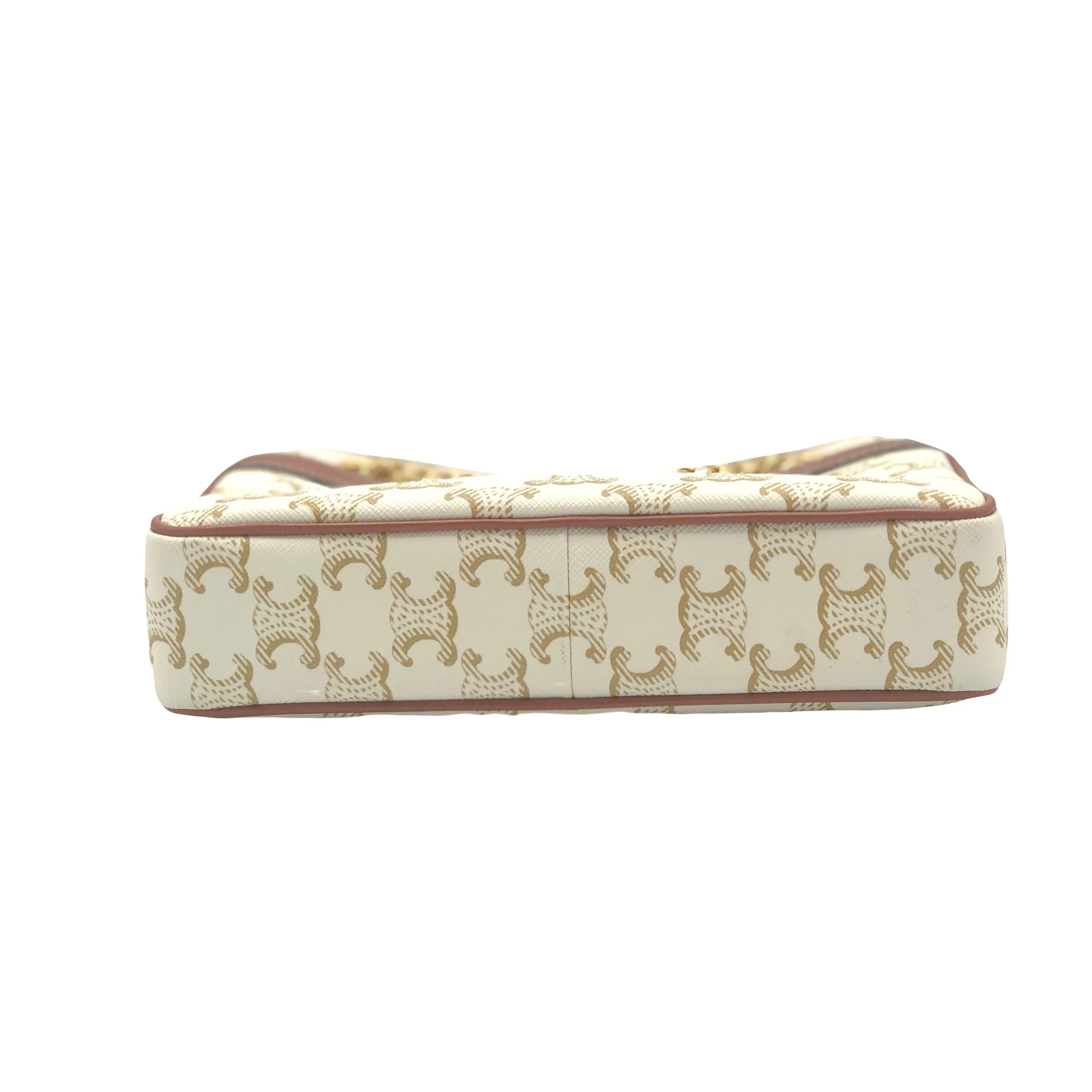 CELINE Small Patapans White coated canvas Triomphe handbag