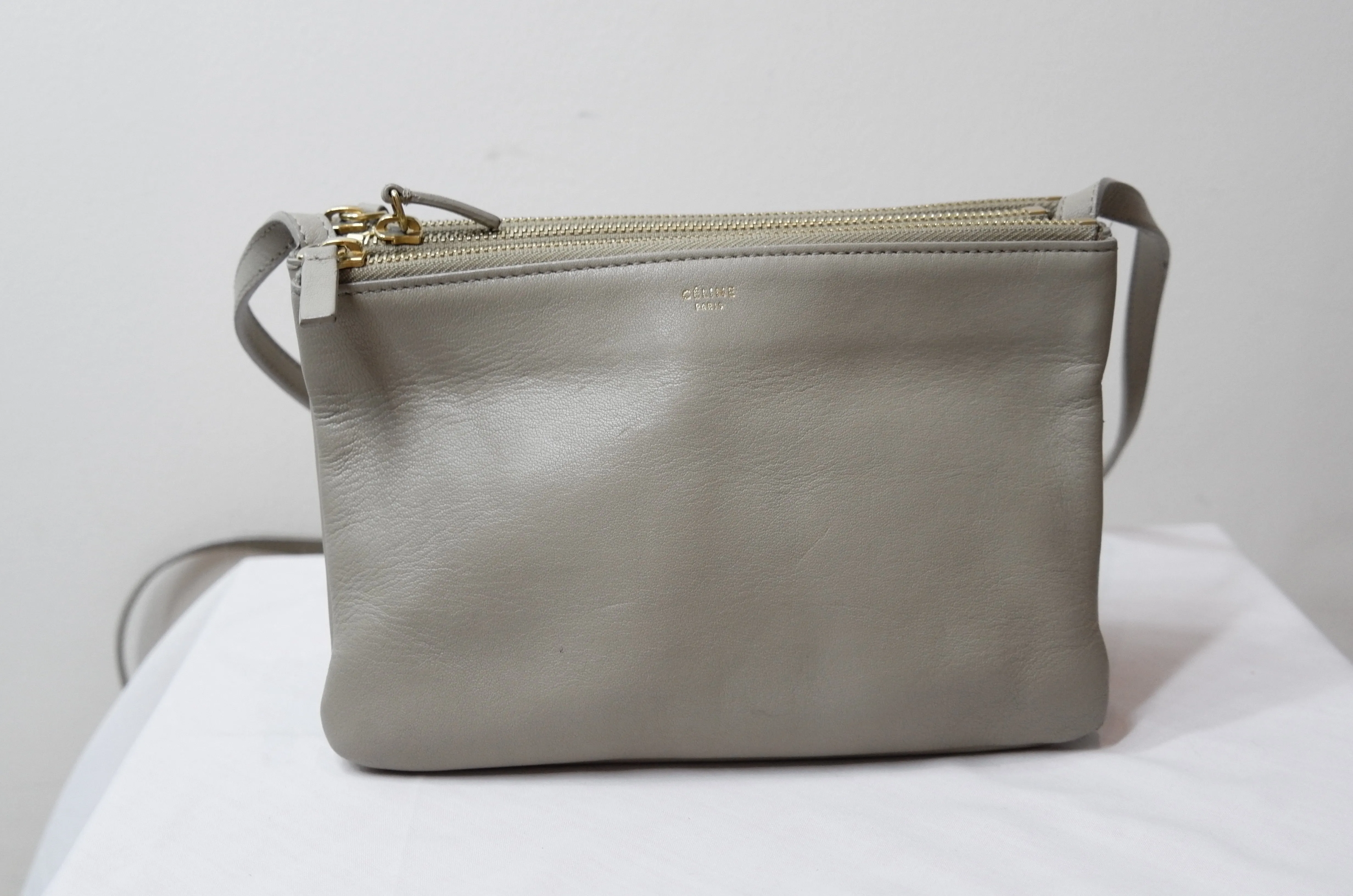 Celine Solo Small Trio Pouch Crossbody Bag in Beige