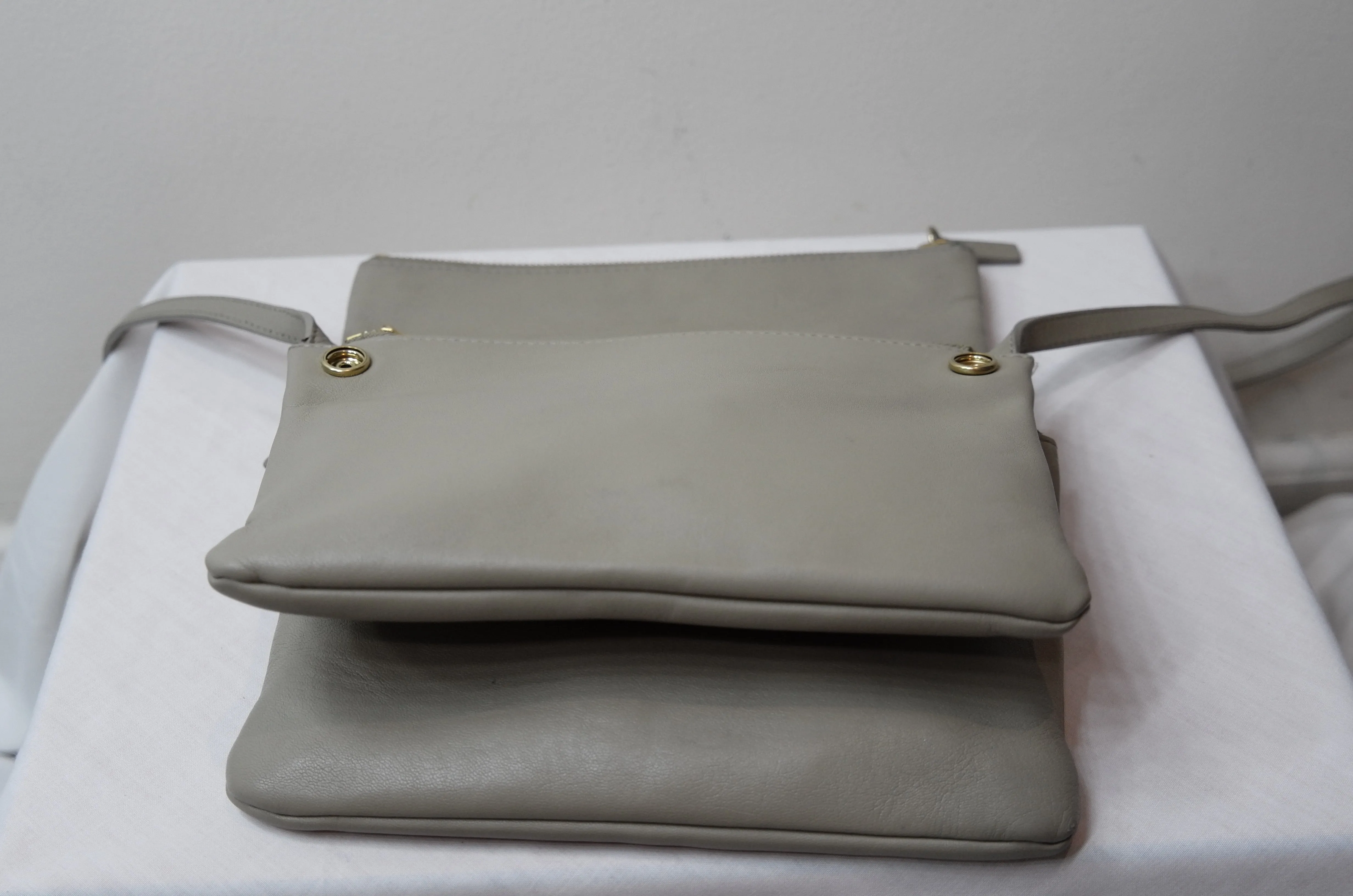 Celine Solo Small Trio Pouch Crossbody Bag in Beige