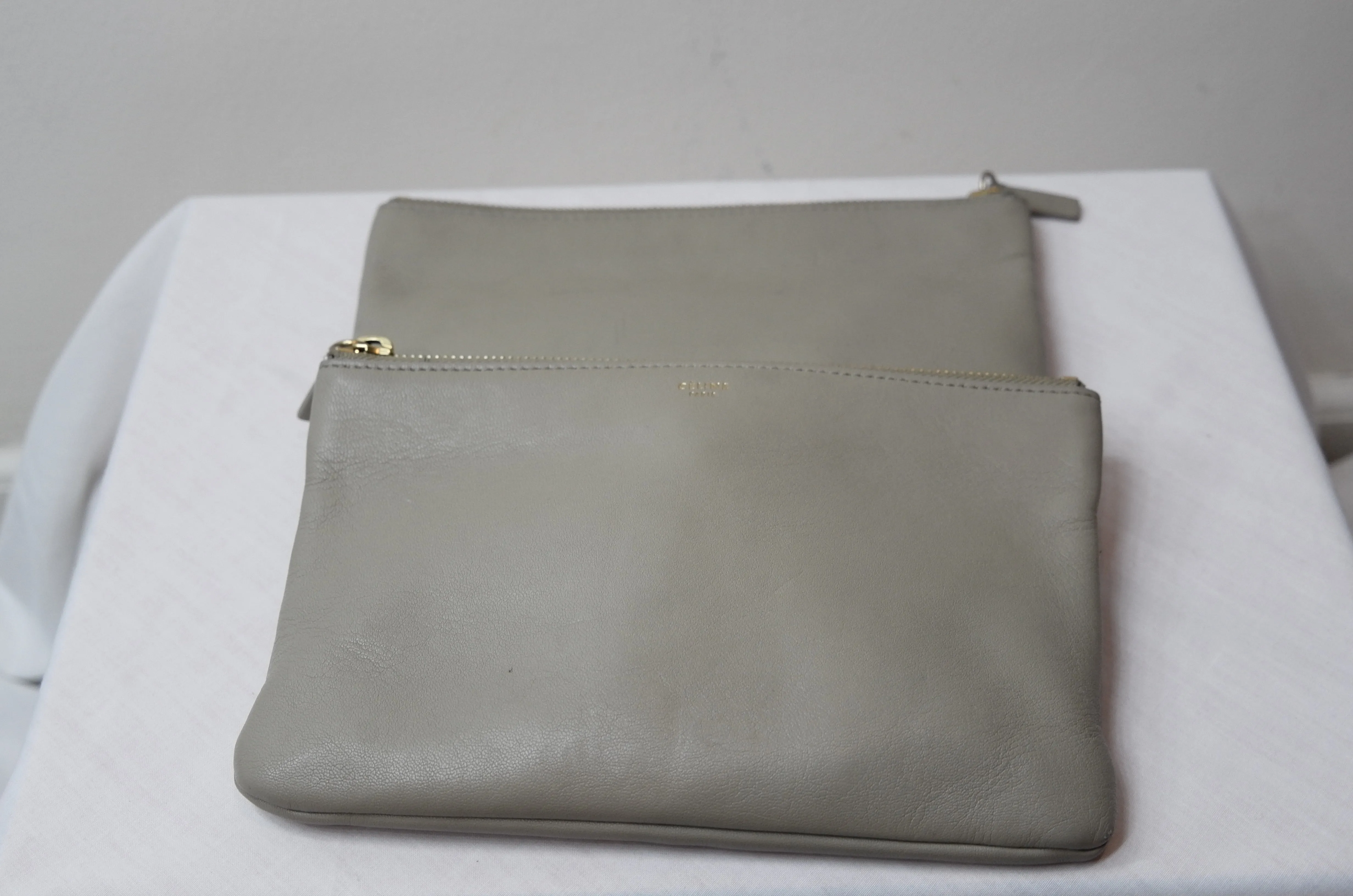 Celine Solo Small Trio Pouch Crossbody Bag in Beige