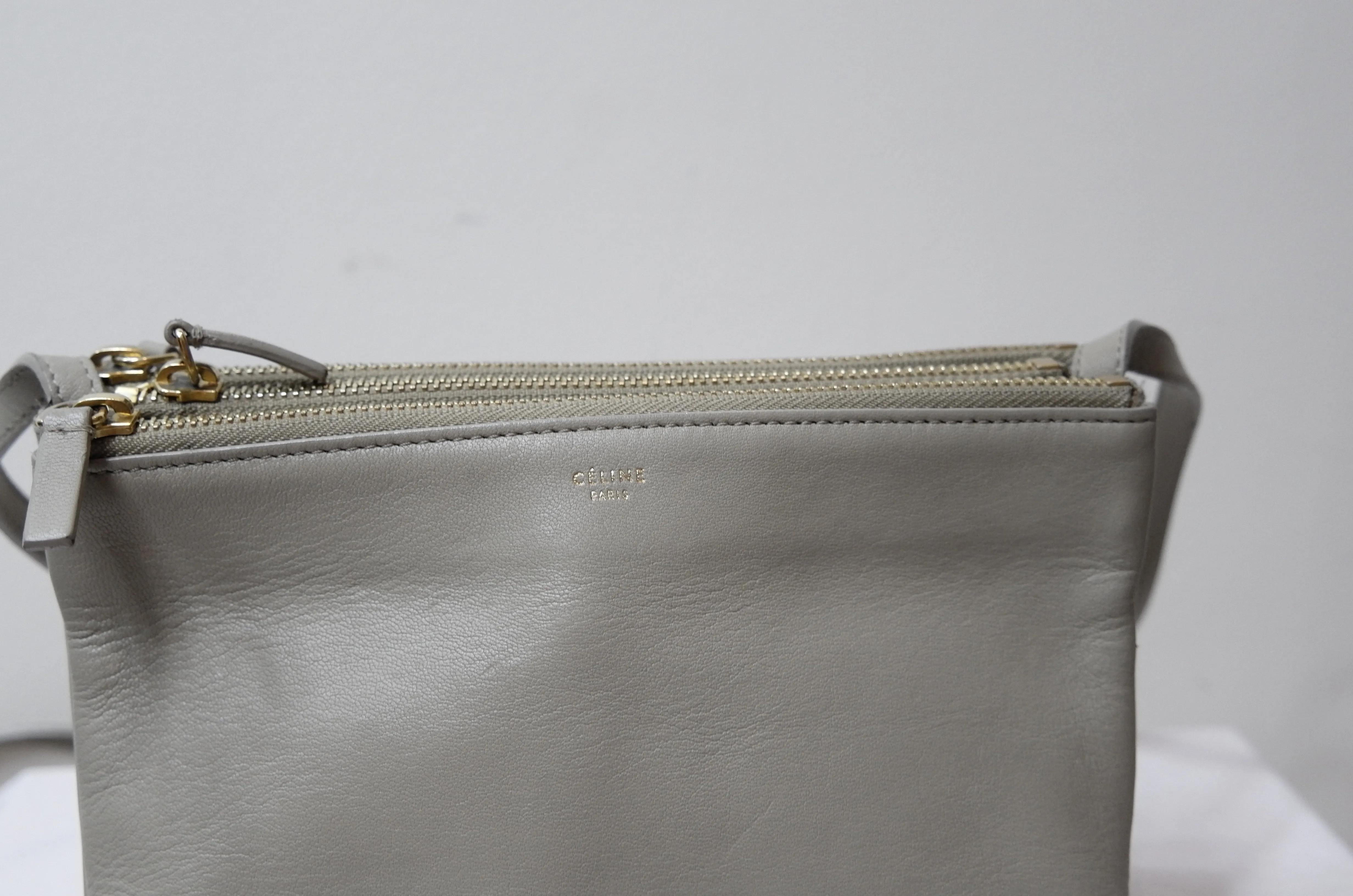 Celine Solo Small Trio Pouch Crossbody Bag in Beige