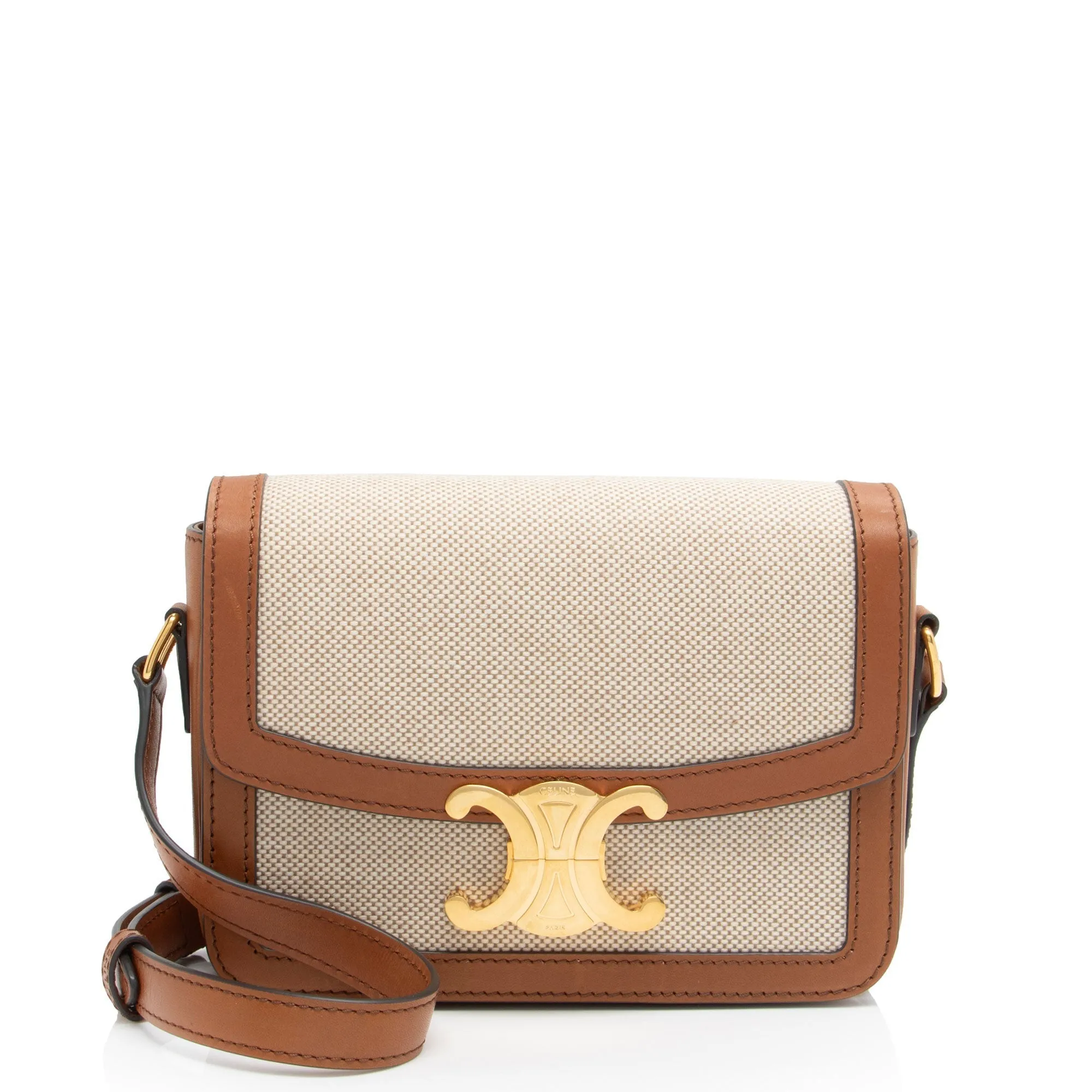 Celine Textile Calfskin Triomphe Teen Shoulder Bag