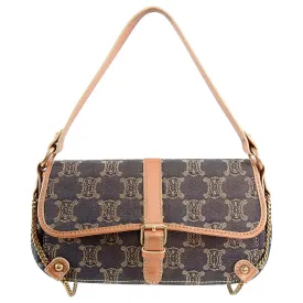 Celine Vintage 2007 Denim Macadam Logo Pochette Bag