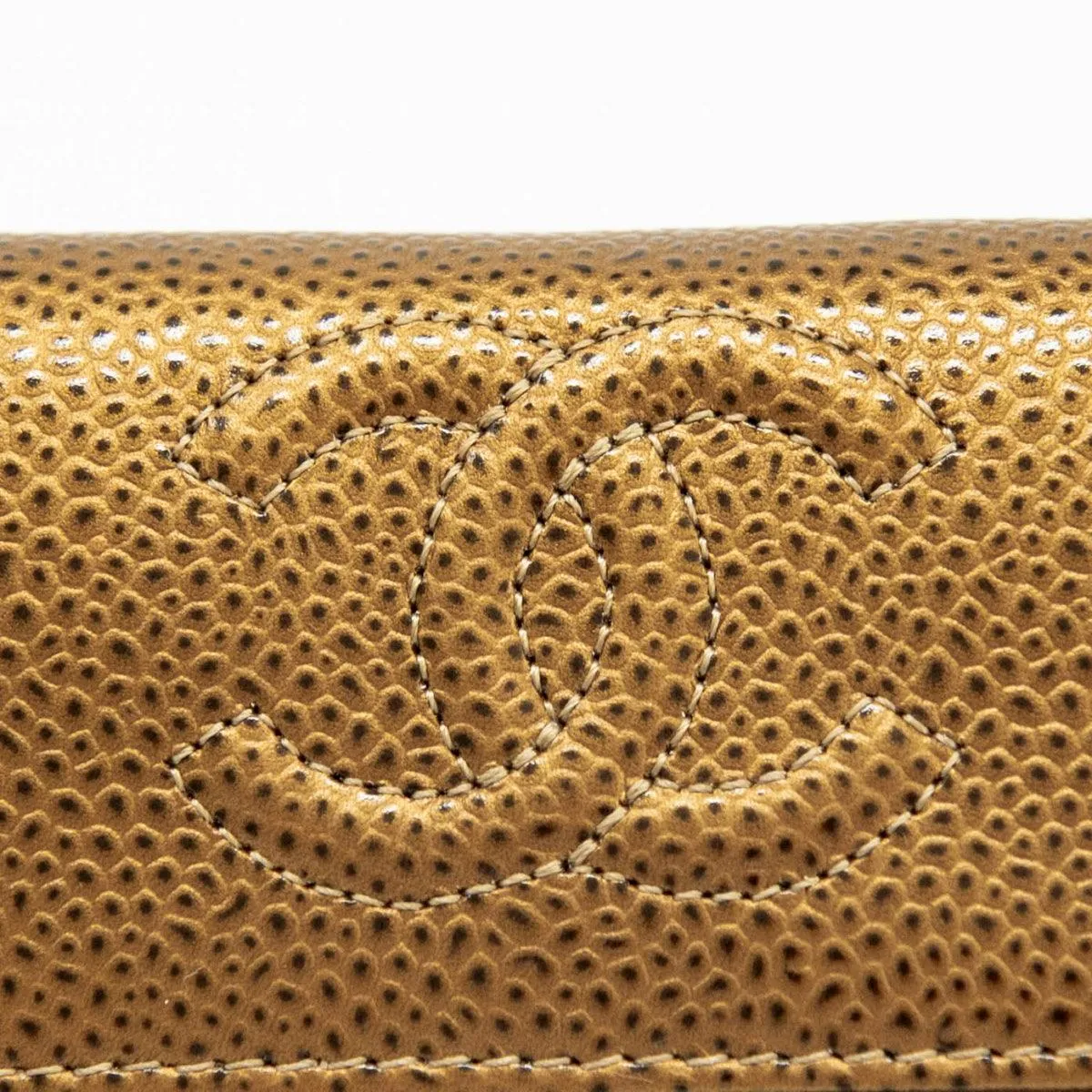 Chanel Bronze Caviar Flap Card Holder