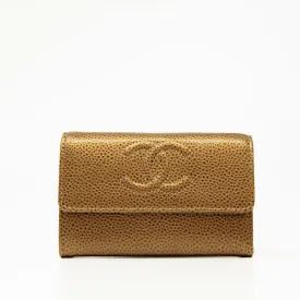 Chanel Bronze Caviar Flap Card Holder