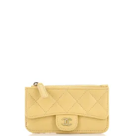 CHANEL Flap Zip Card Holder Quilted Caviar