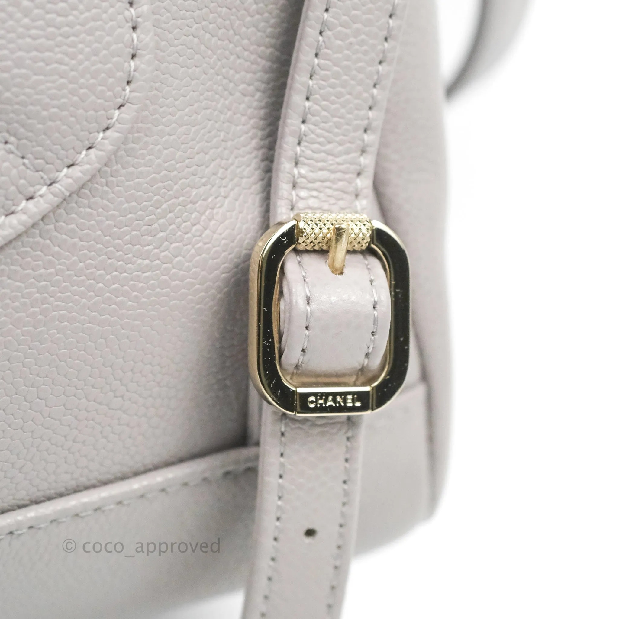 Chanel Quilted Business Affinity Backpack Grey Caviar Gold Hardware