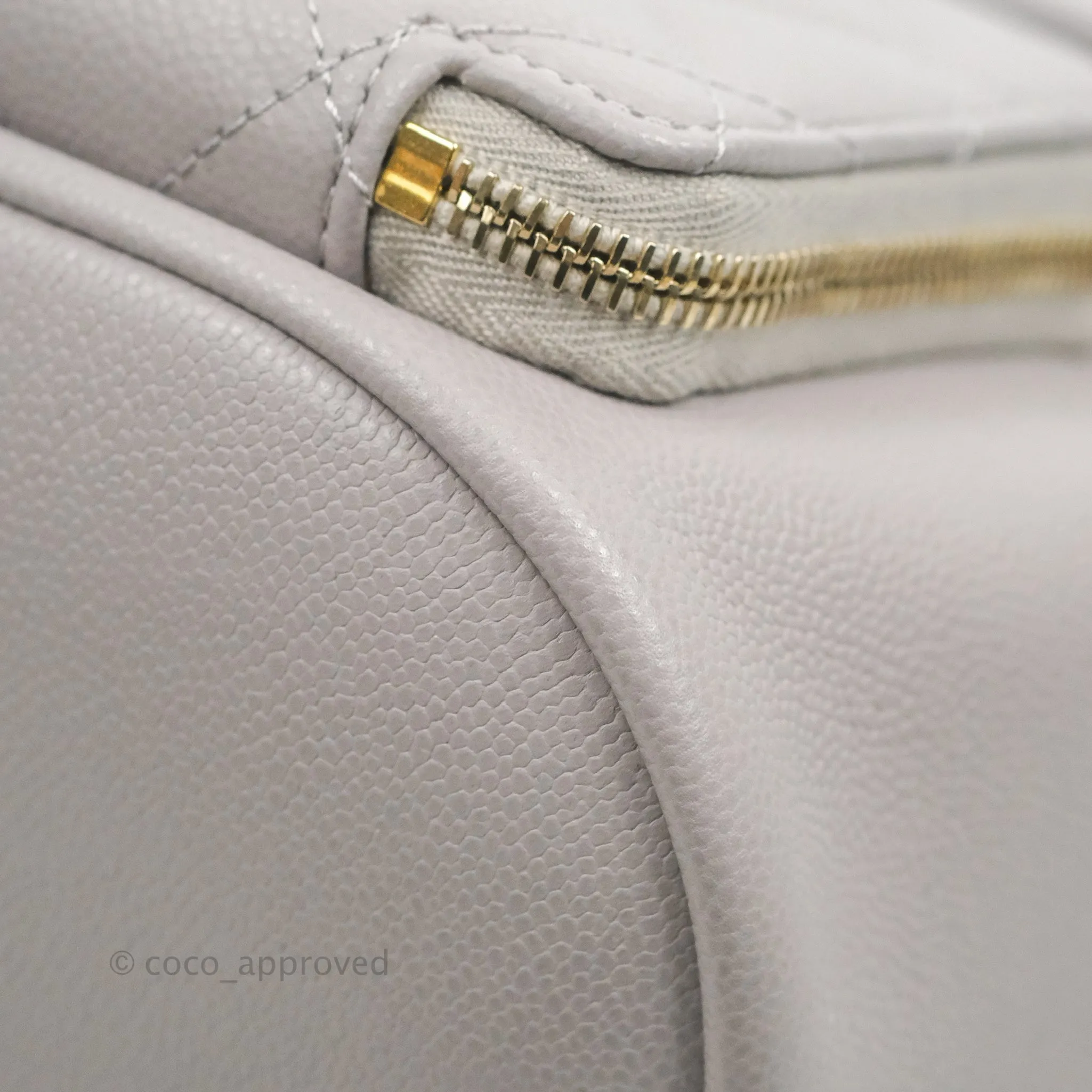 Chanel Quilted Business Affinity Backpack Grey Caviar Gold Hardware