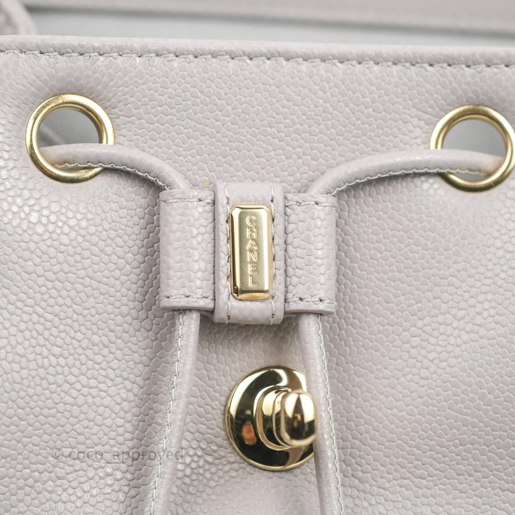 Chanel Quilted Business Affinity Backpack Grey Caviar Gold Hardware