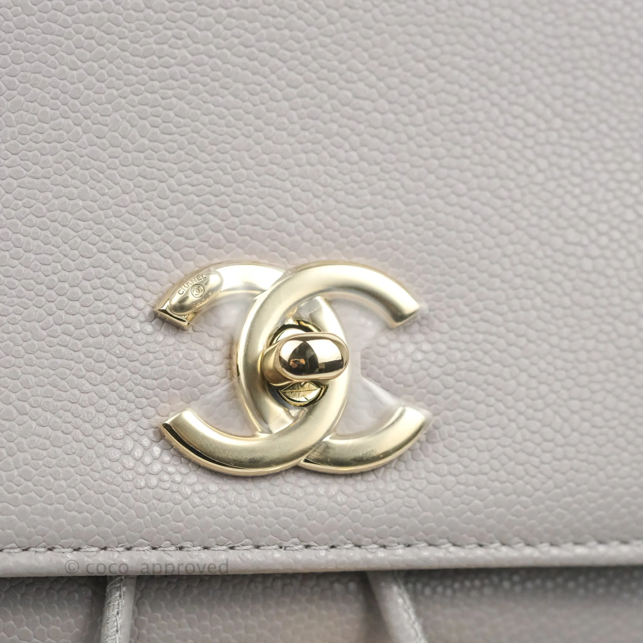 Chanel Quilted Business Affinity Backpack Grey Caviar Gold Hardware
