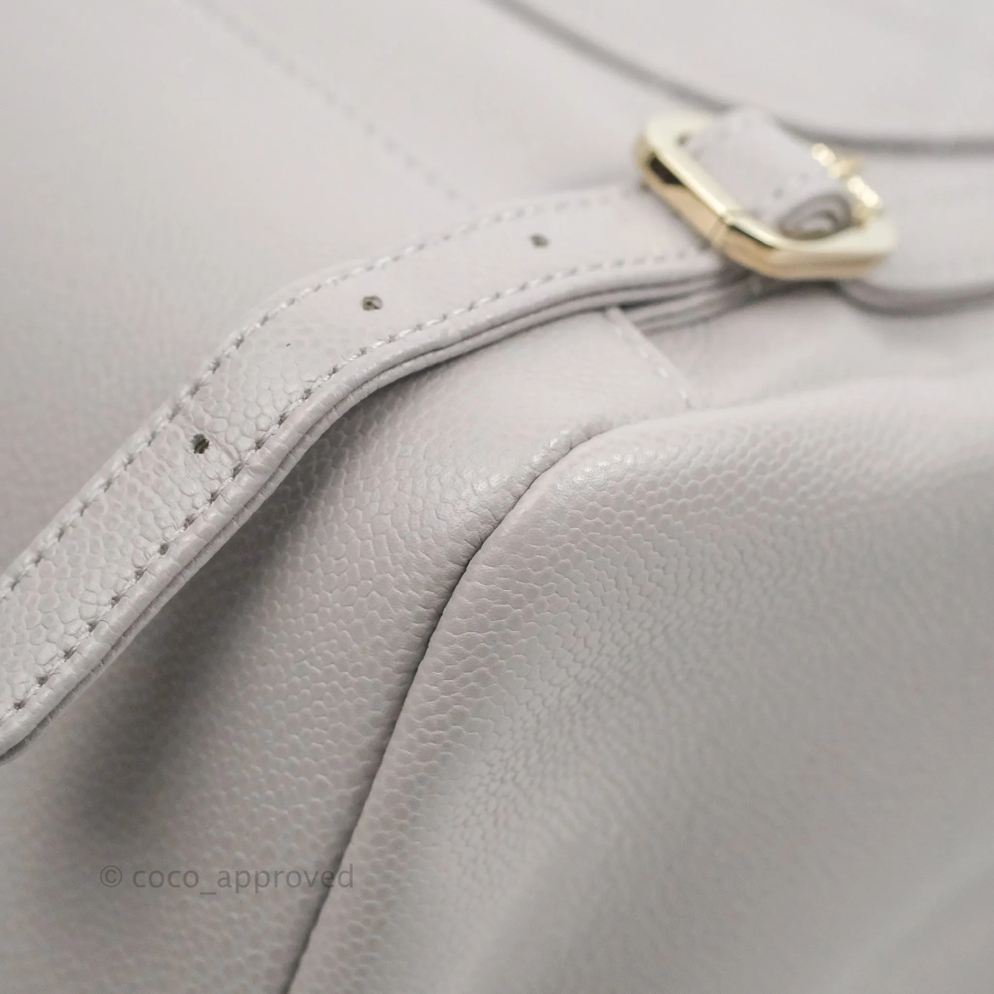 Chanel Quilted Business Affinity Backpack Grey Caviar Gold Hardware