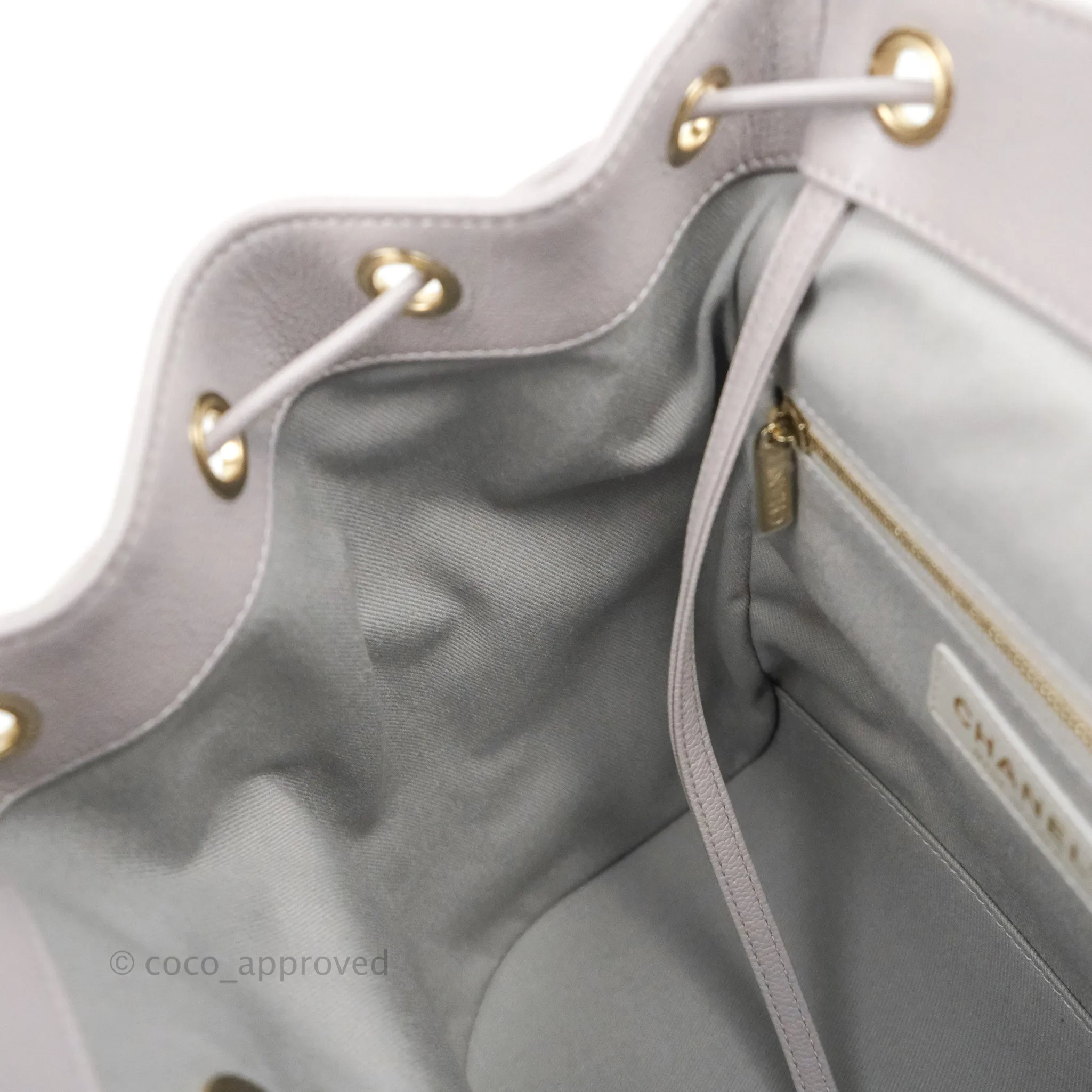 Chanel Quilted Business Affinity Backpack Grey Caviar Gold Hardware