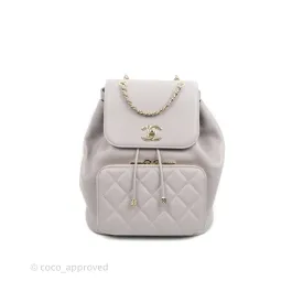 Chanel Quilted Business Affinity Backpack Grey Caviar Gold Hardware