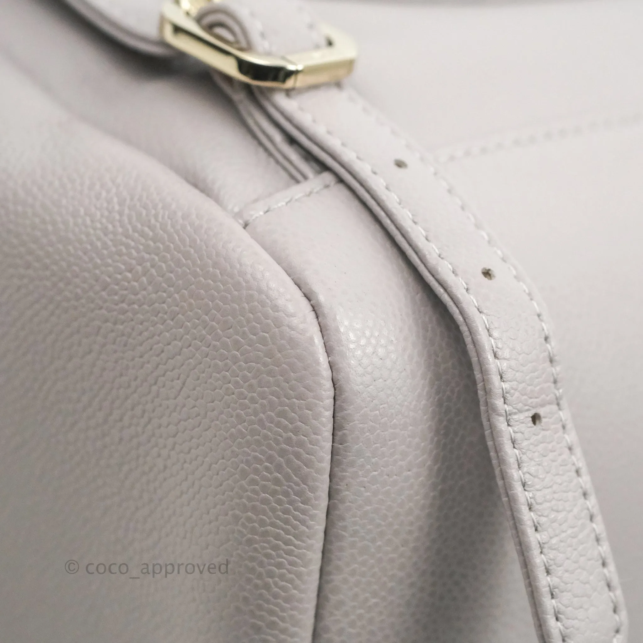 Chanel Quilted Business Affinity Backpack Grey Caviar Gold Hardware