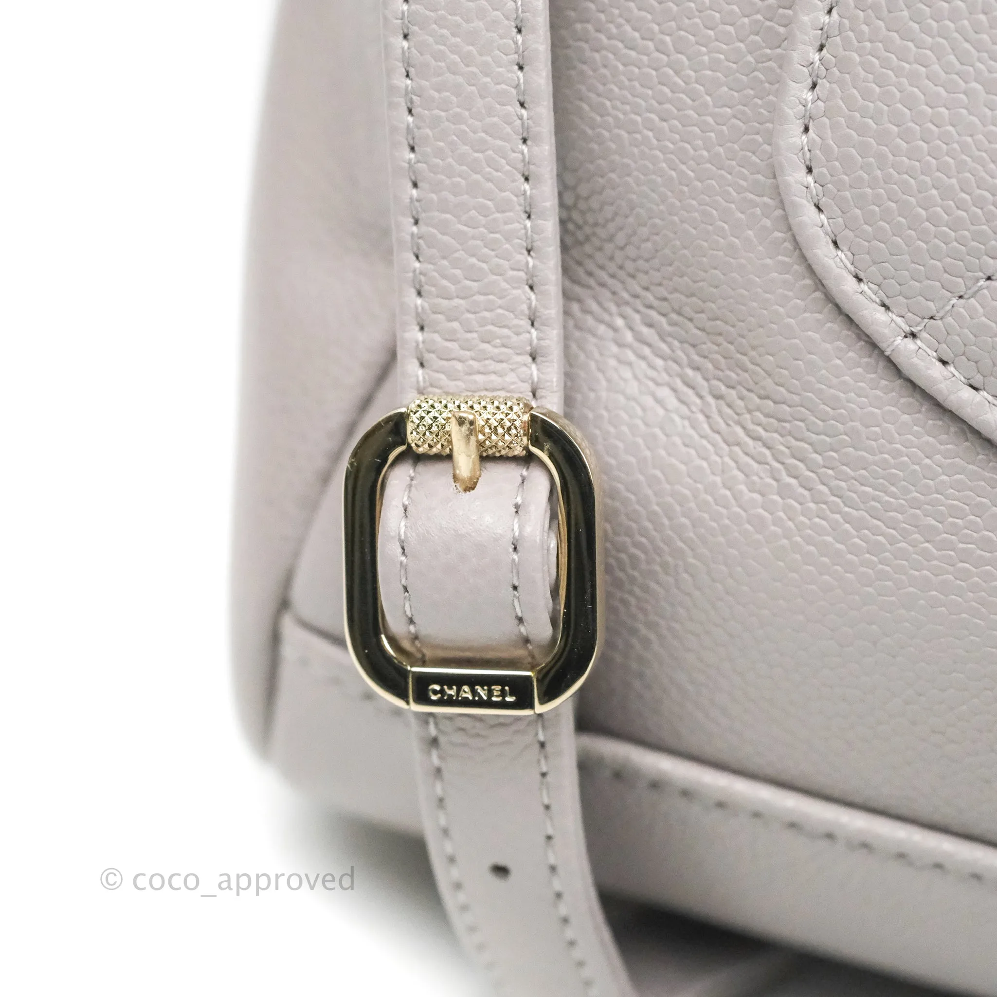 Chanel Quilted Business Affinity Backpack Grey Caviar Gold Hardware