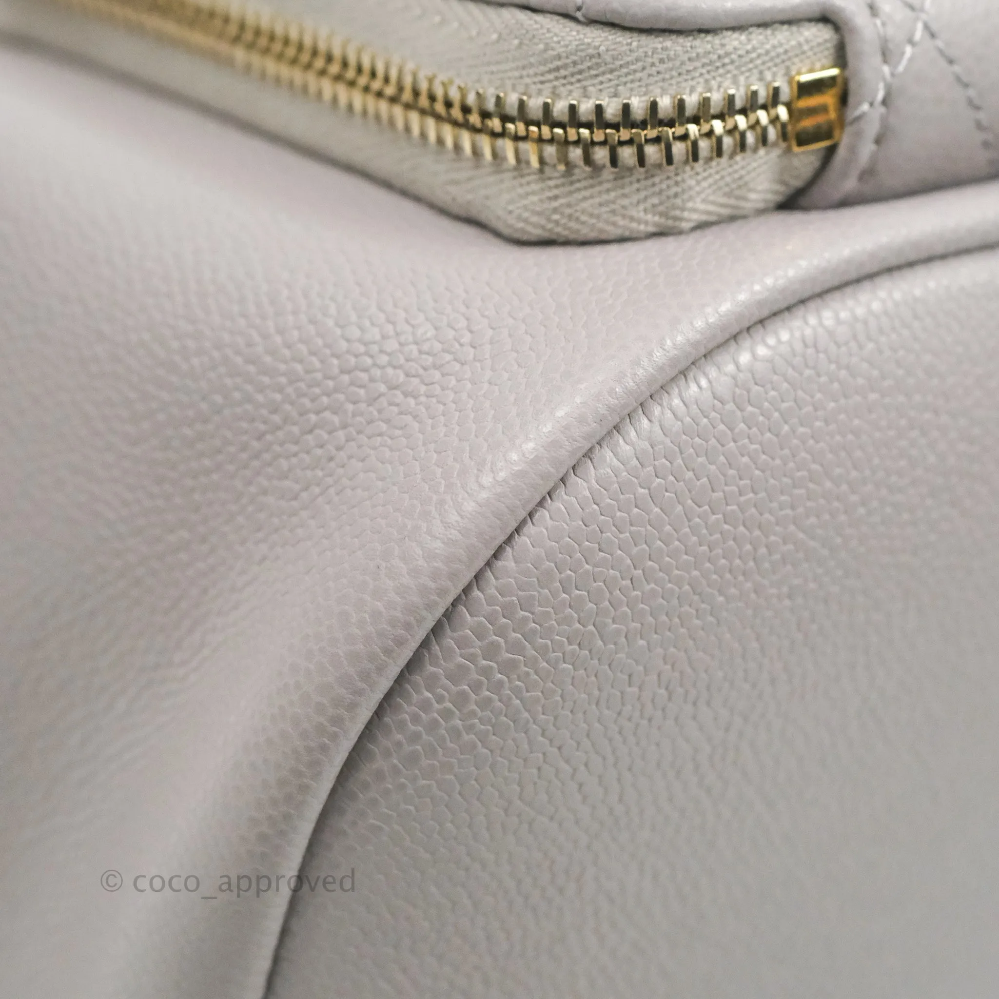 Chanel Quilted Business Affinity Backpack Grey Caviar Gold Hardware