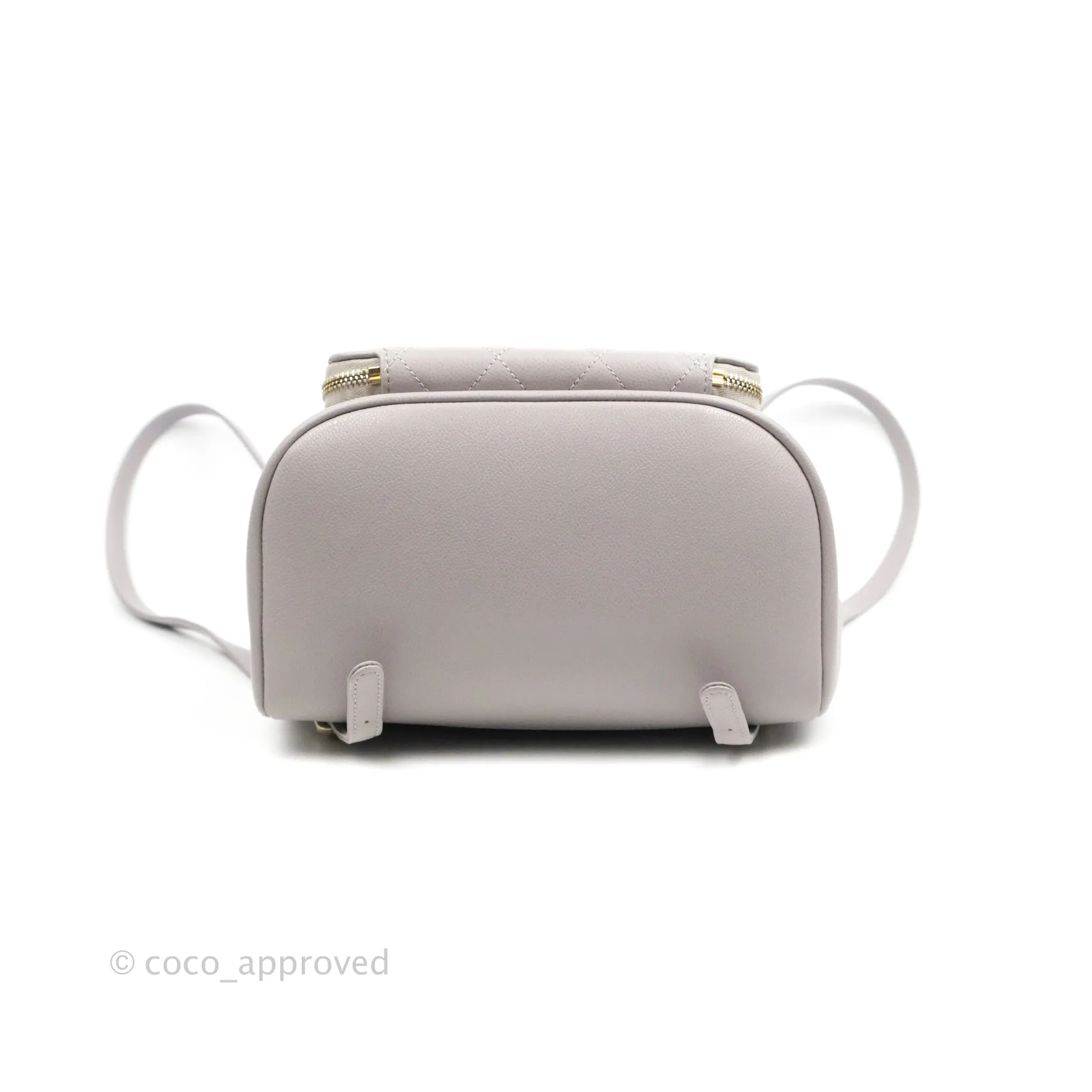 Chanel Quilted Business Affinity Backpack Grey Caviar Gold Hardware