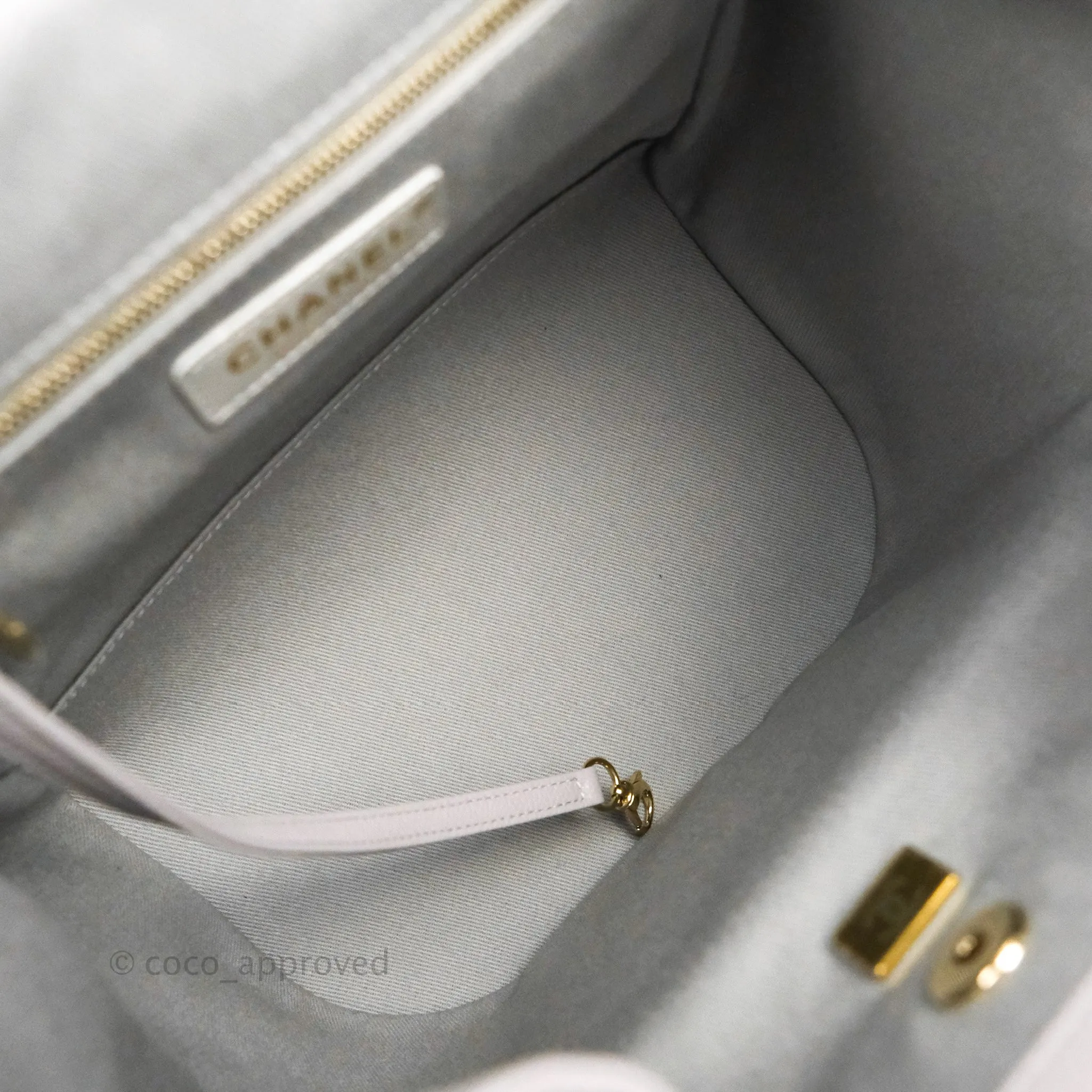 Chanel Quilted Business Affinity Backpack Grey Caviar Gold Hardware