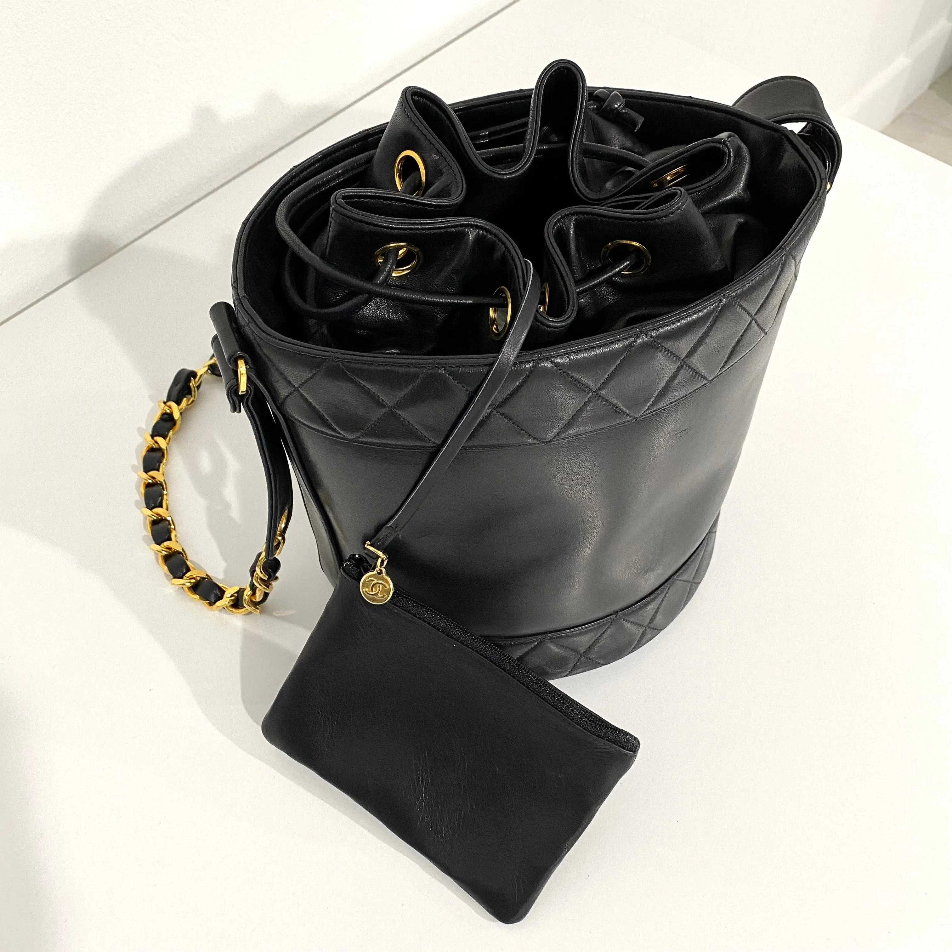 Chanel Vintage Black Bucket Bag