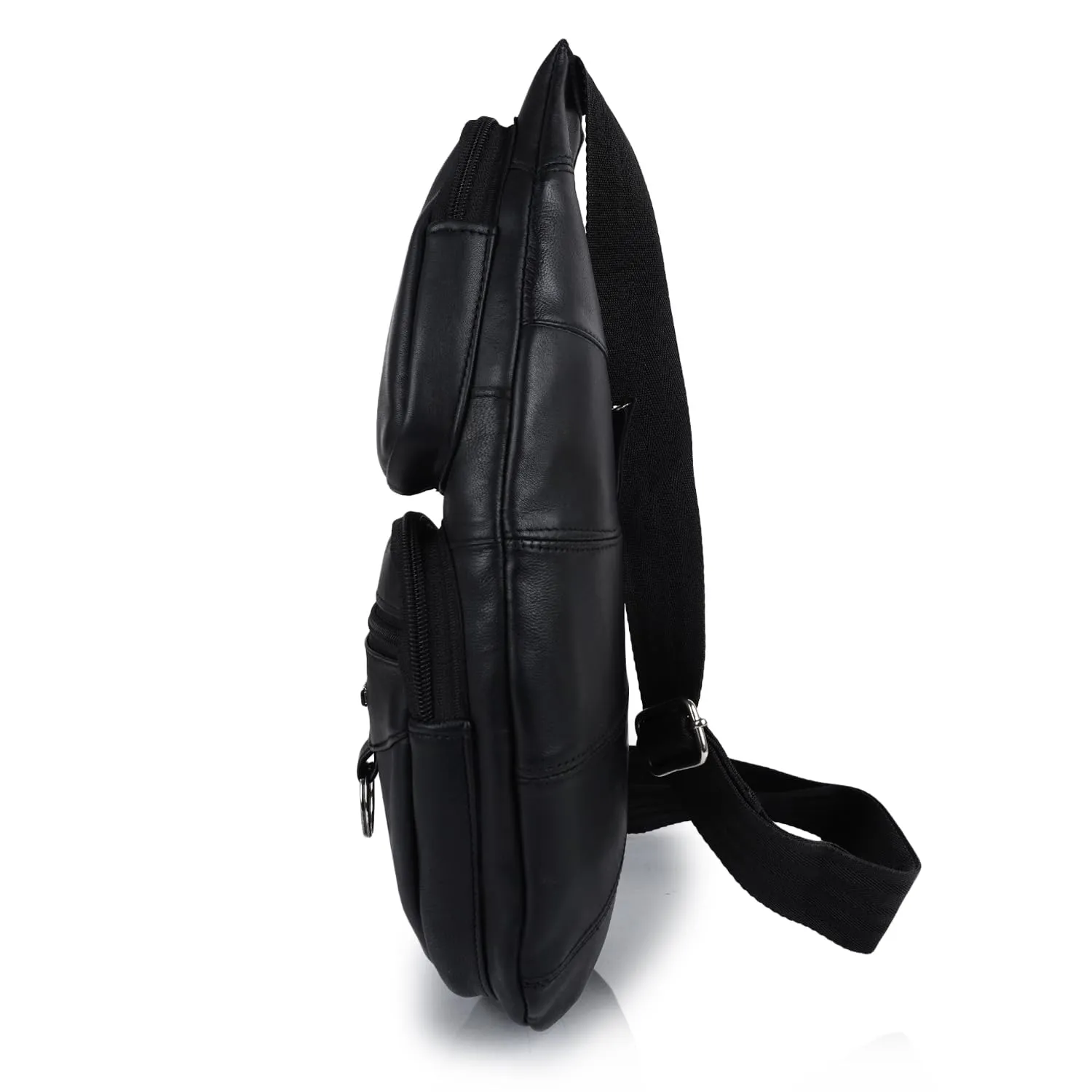 CIMONI® Premium Genuine Leather Sling Bag Classy Trendy Crossbody Bag Shoulder Daytrip Travel Stylish Purse With Adjustable Straps (Color - Black)