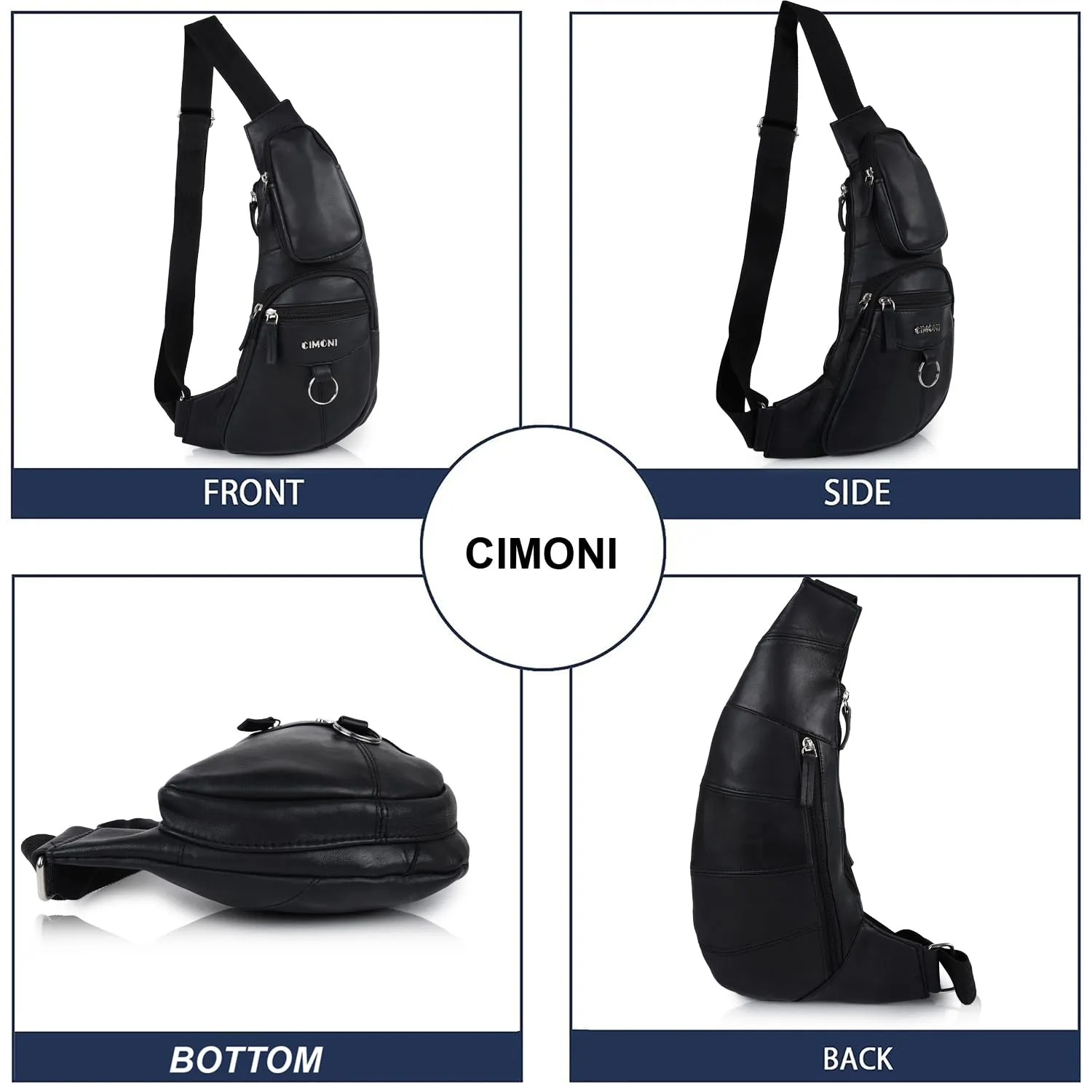 CIMONI® Premium Genuine Leather Sling Bag Classy Trendy Crossbody Bag Shoulder Daytrip Travel Stylish Purse With Adjustable Straps (Color - Black)