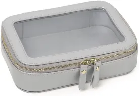Clear Makeup Bag Small Cosmetic & Toiletry Bag Waterproof Travel Case Women's Pouch Organizer Makeup Bag for Car with Zipper Women (Gray, Small-1)