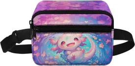 Cozeyat Cherry Blossoms Fanny Pack for Girls 6-8 8-10 10-12 Axolotl Girls Cross Body Purse Bum Bag Cute Cartoon Wasit Bag Travel Belt Bag for Outdoor Activity