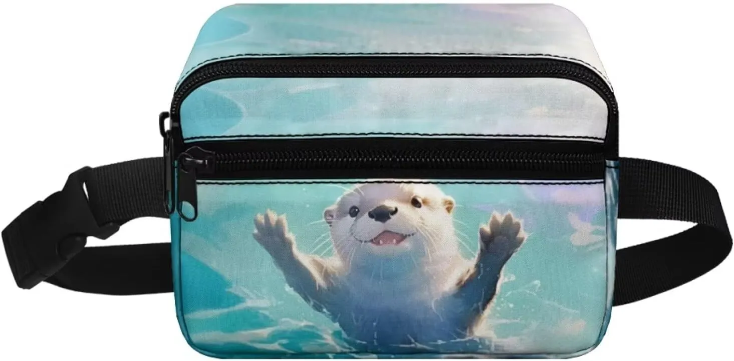 Cozeyat Otter Kids Fanny Pack for Girls 6-8 8-10 10-12 Girls Cross Body Purse Bum Bag Cute Cartoon Wasit Bag Travel Belt Bag for Outdoor Activity