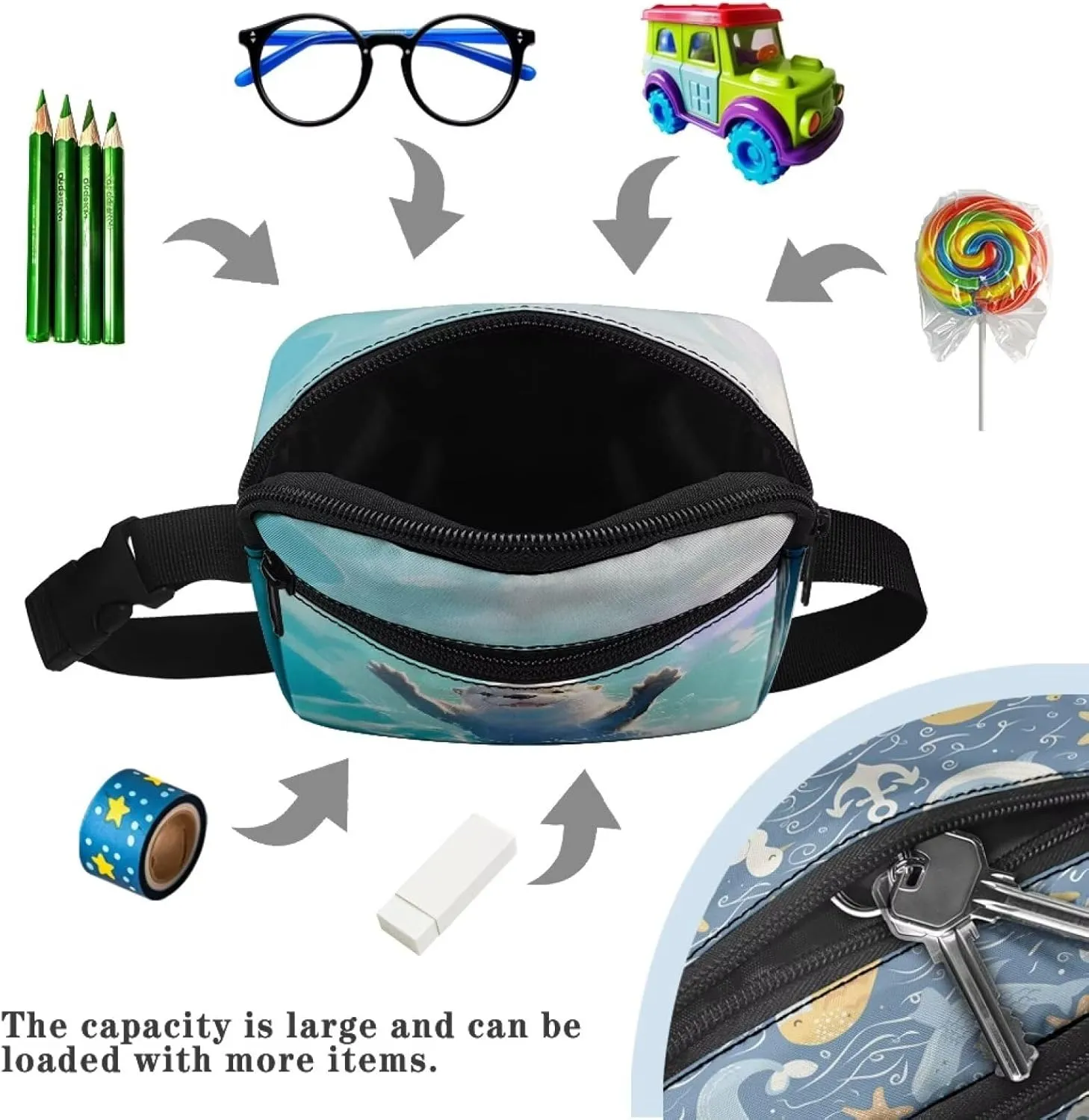 Cozeyat Otter Kids Fanny Pack for Girls 6-8 8-10 10-12 Girls Cross Body Purse Bum Bag Cute Cartoon Wasit Bag Travel Belt Bag for Outdoor Activity