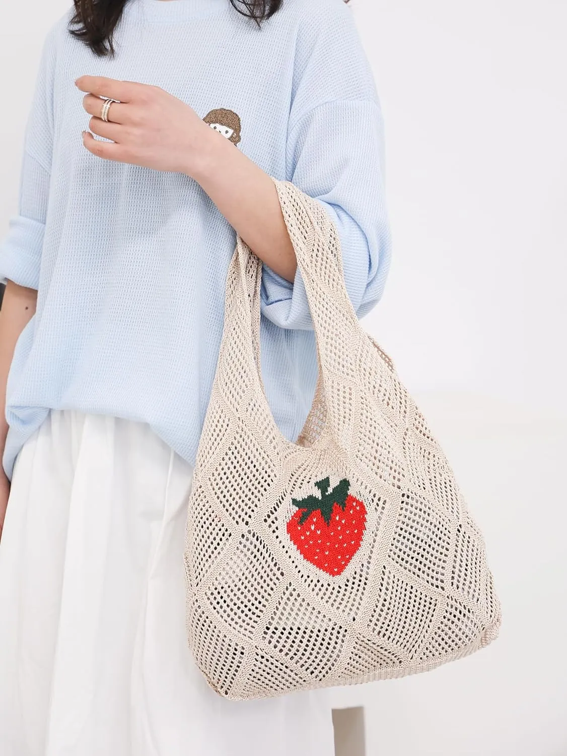 Crochet Mesh Beach Tote Shoulder Handbags Hobo Summer Aesthetic Women's Bag
