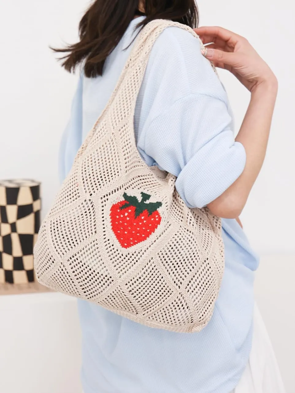 Crochet Mesh Beach Tote Shoulder Handbags Hobo Summer Aesthetic Women's Bag