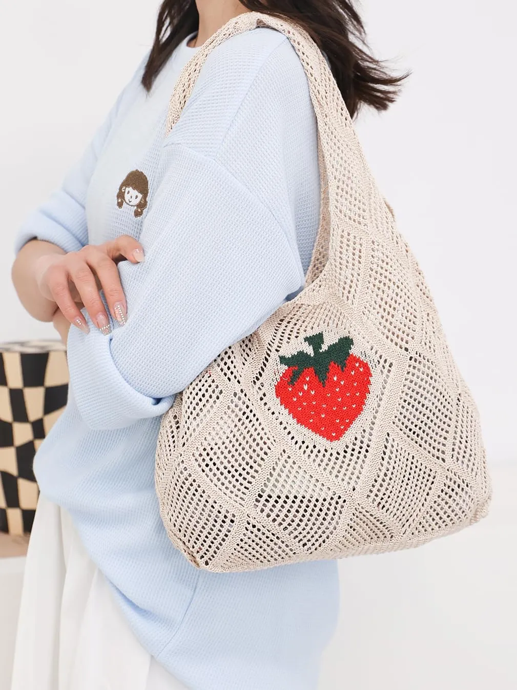 Crochet Mesh Beach Tote Shoulder Handbags Hobo Summer Aesthetic Women's Bag