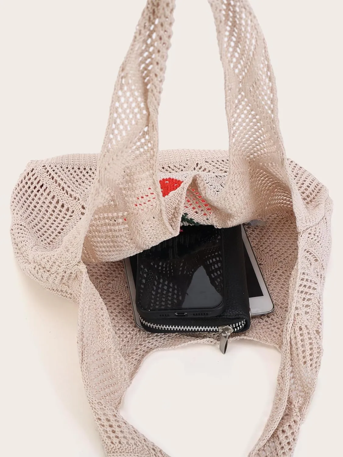Crochet Mesh Beach Tote Shoulder Handbags Hobo Summer Aesthetic Women's Bag