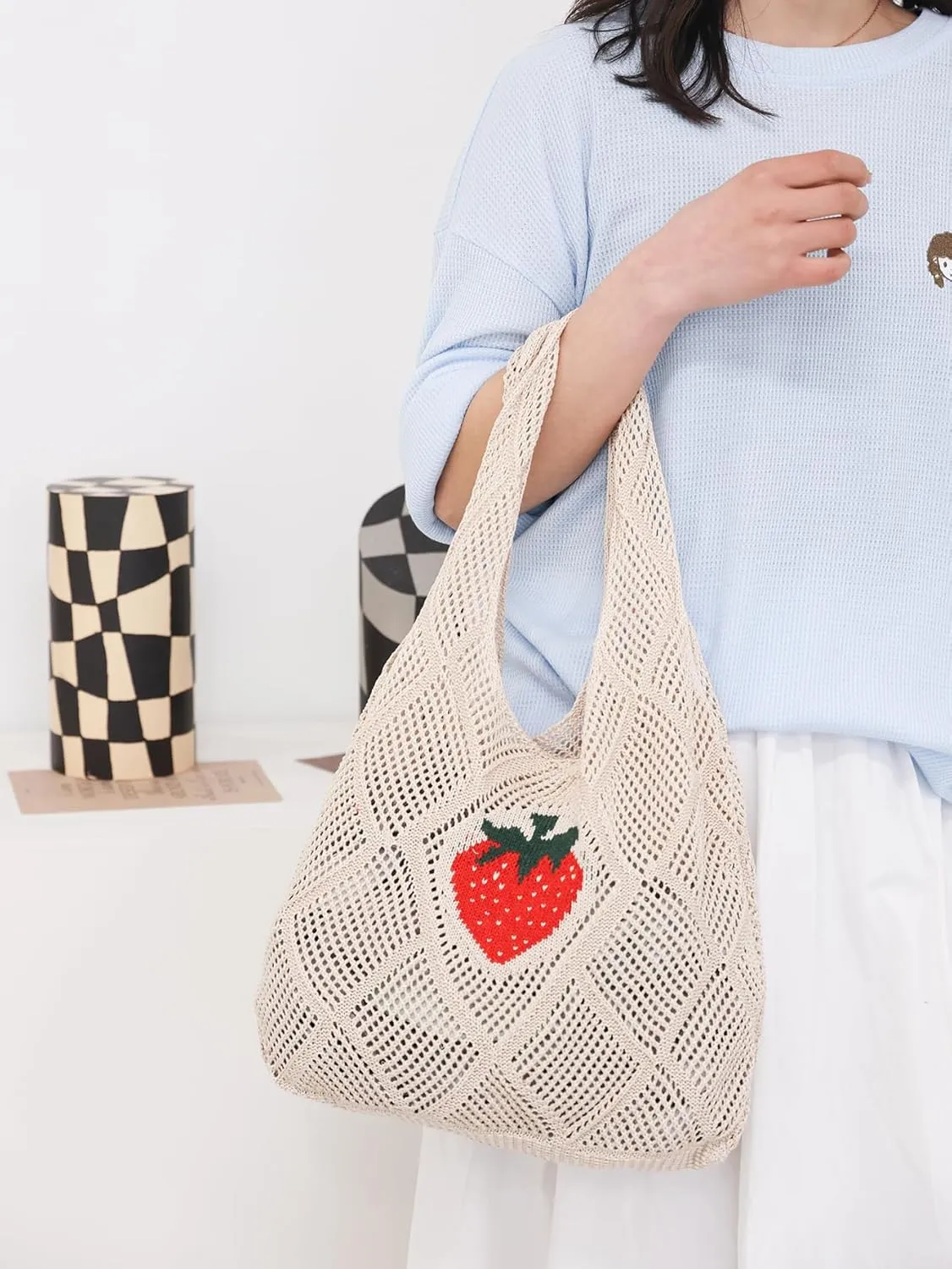Crochet Mesh Beach Tote Shoulder Handbags Hobo Summer Aesthetic Women's Bag