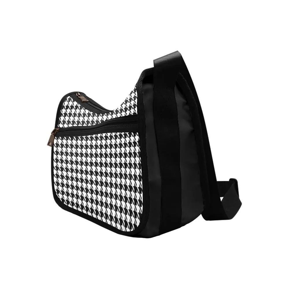 Crossbody Bag - Classic Black and White Houndstooth